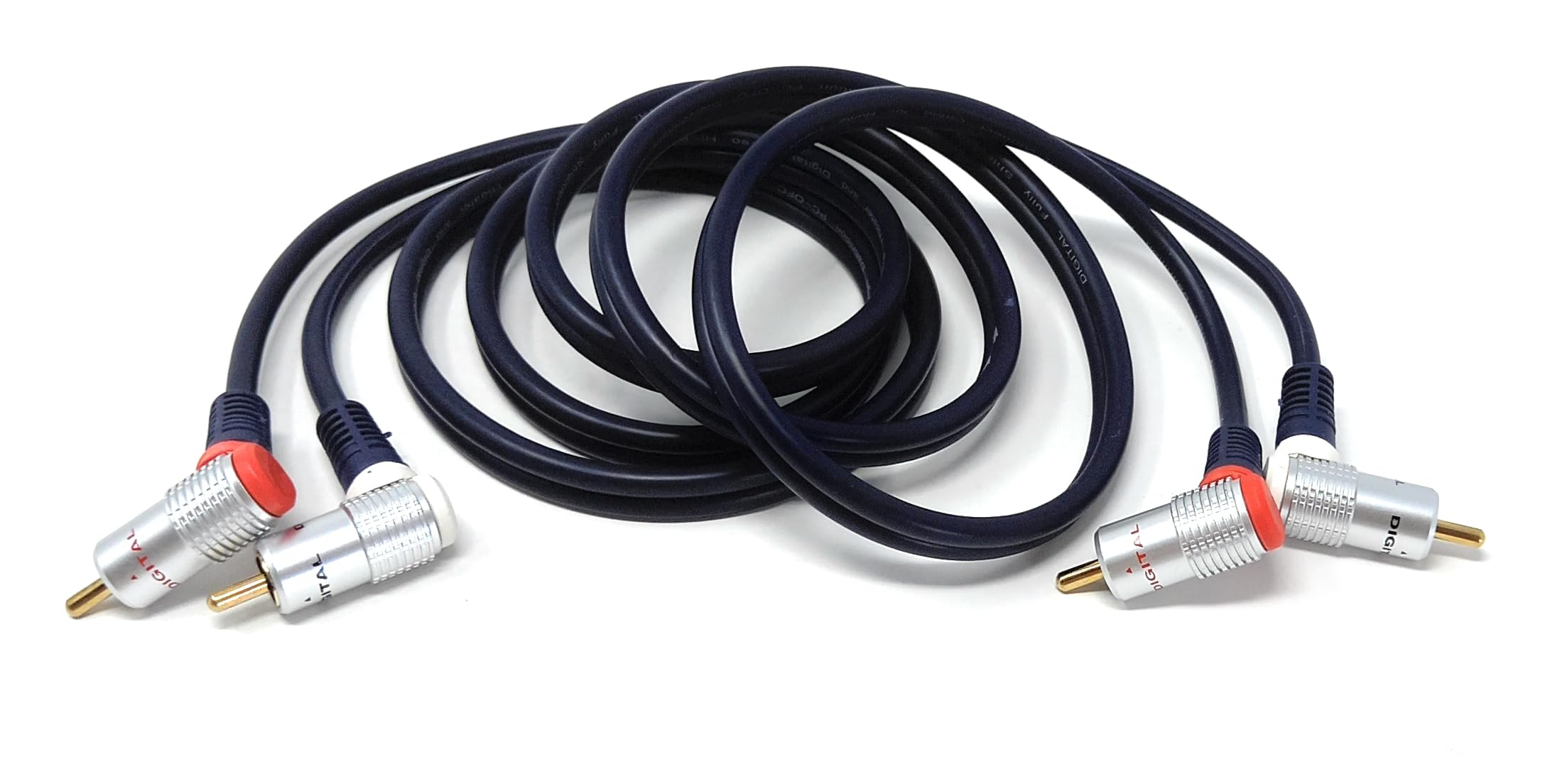 DRUT 1.5m Twin 2 x RCA to RCA Right Angle Audio Cable for Turntable, Mixer, Amplifier, Speakers, Subwoofer with Gold Plated Plugs 5ft