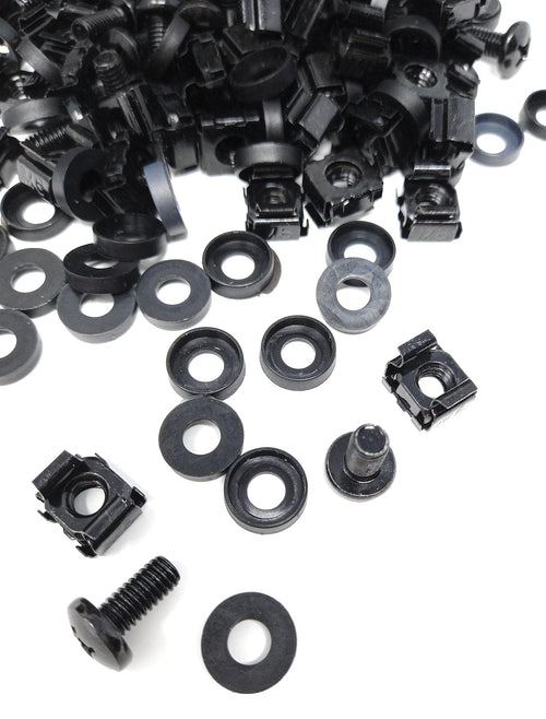 50pcs. M6 Rack Fixing Set, Captive Cage Nuts Bolts Screws & Washers for Data Cabinets, Music Instruments. AMP, Equalisers, CD Player etc.