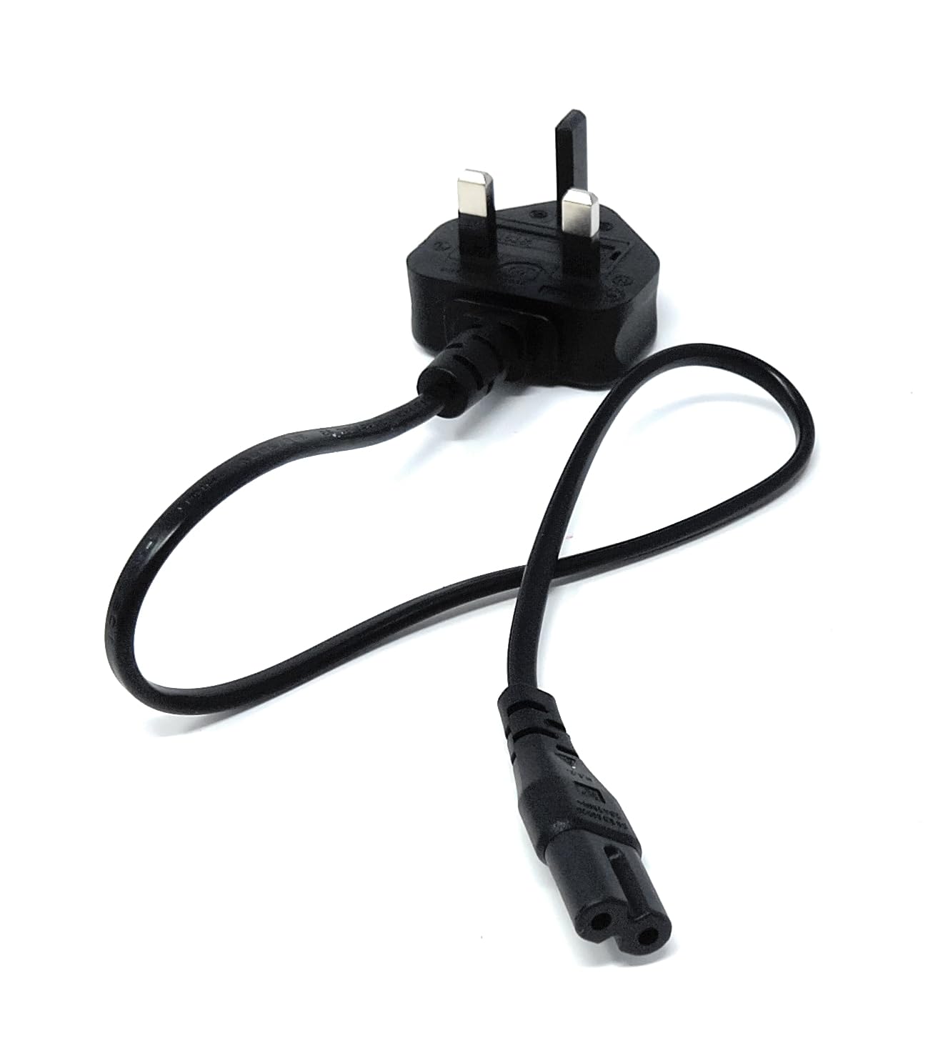 UK Power Cable 3A Fused Plug to C7 Figure-8 Lead – Compatible with PS5, PS4, Xbox, Laptops, Smart TVs, DVD Players, and Chargers