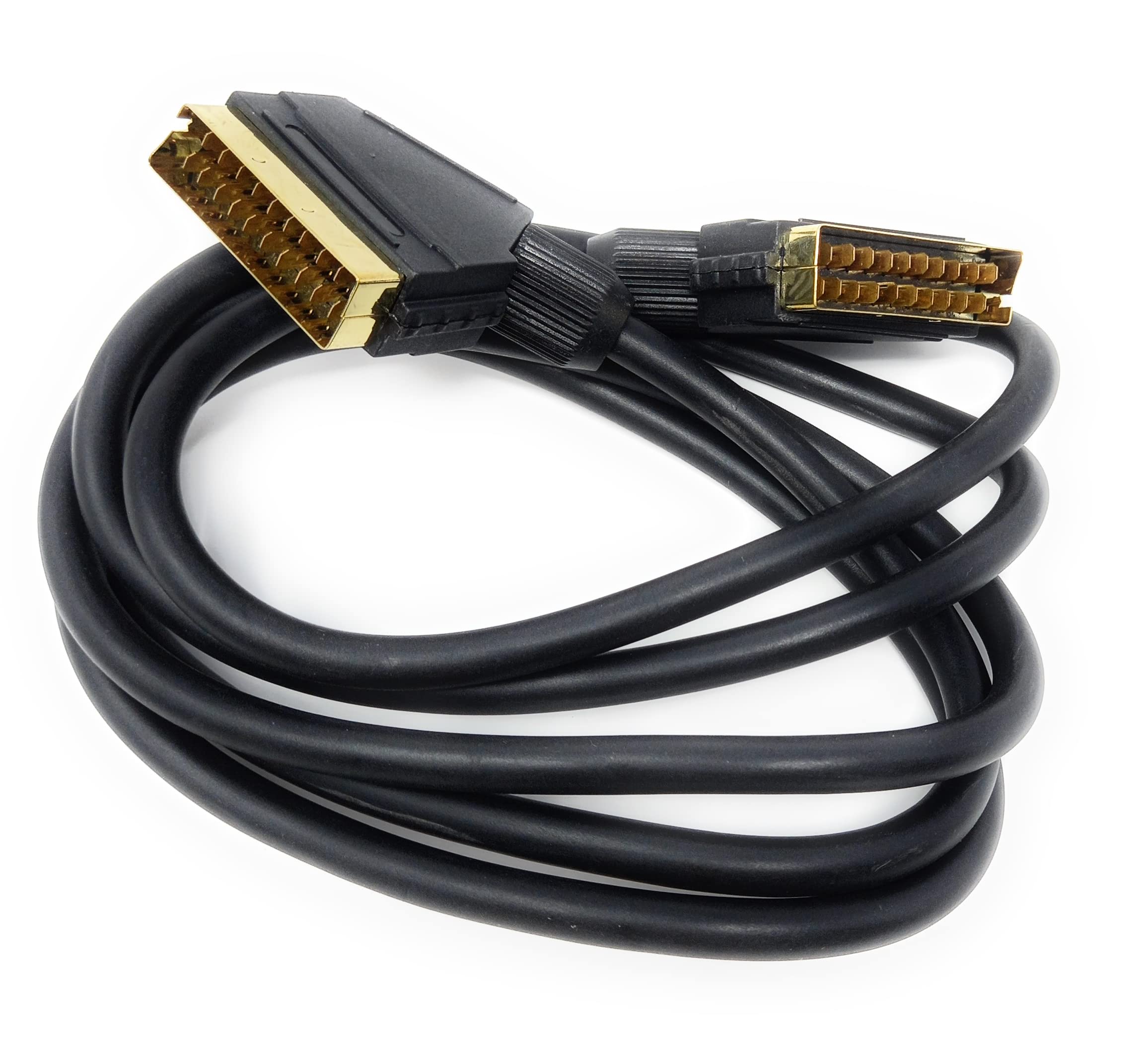 DRUT Scart to Scart Cable Lead, 21 Pin Male to Male (Plug to Plug) RGB Cord for TV, VCR, DVD Player Gold Plated