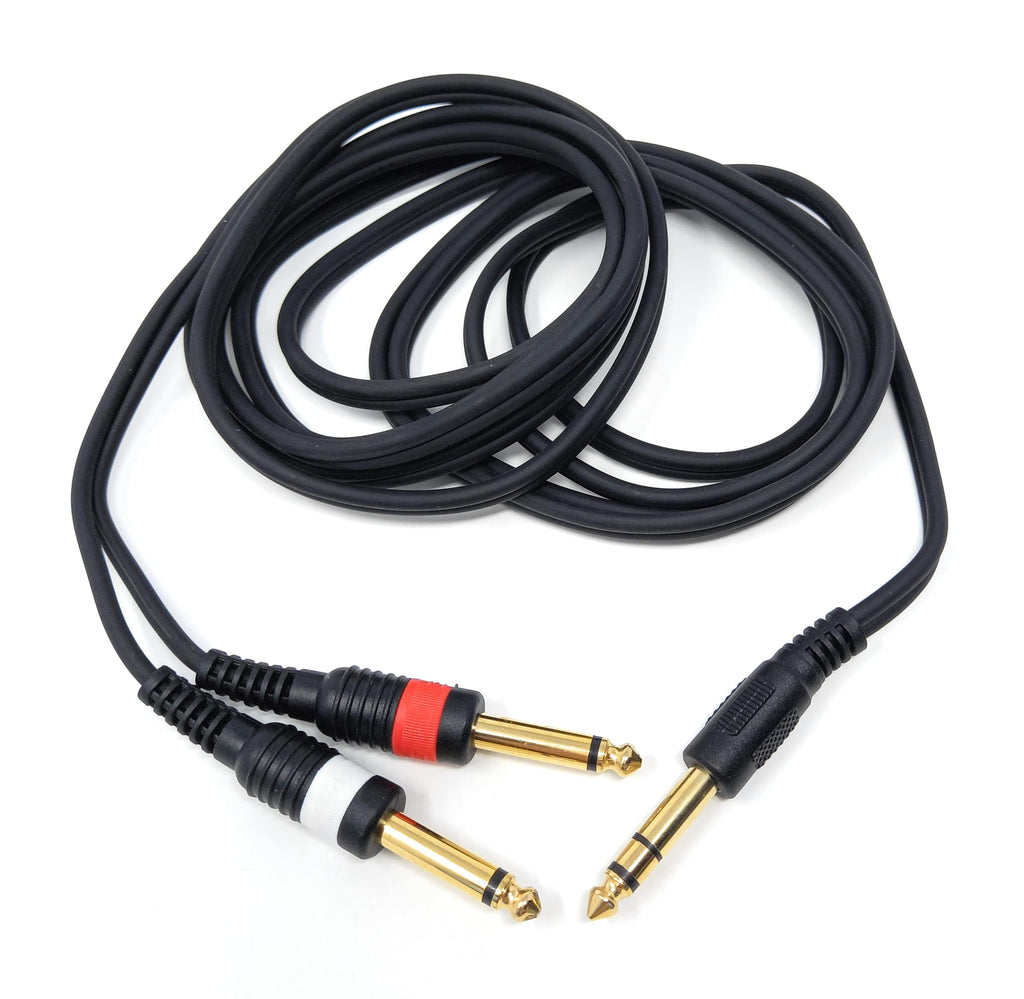 DRUT 6.35mm Stereo Jack to Twin 6.35mm Mono Jacks Male to Male TRS Cable
