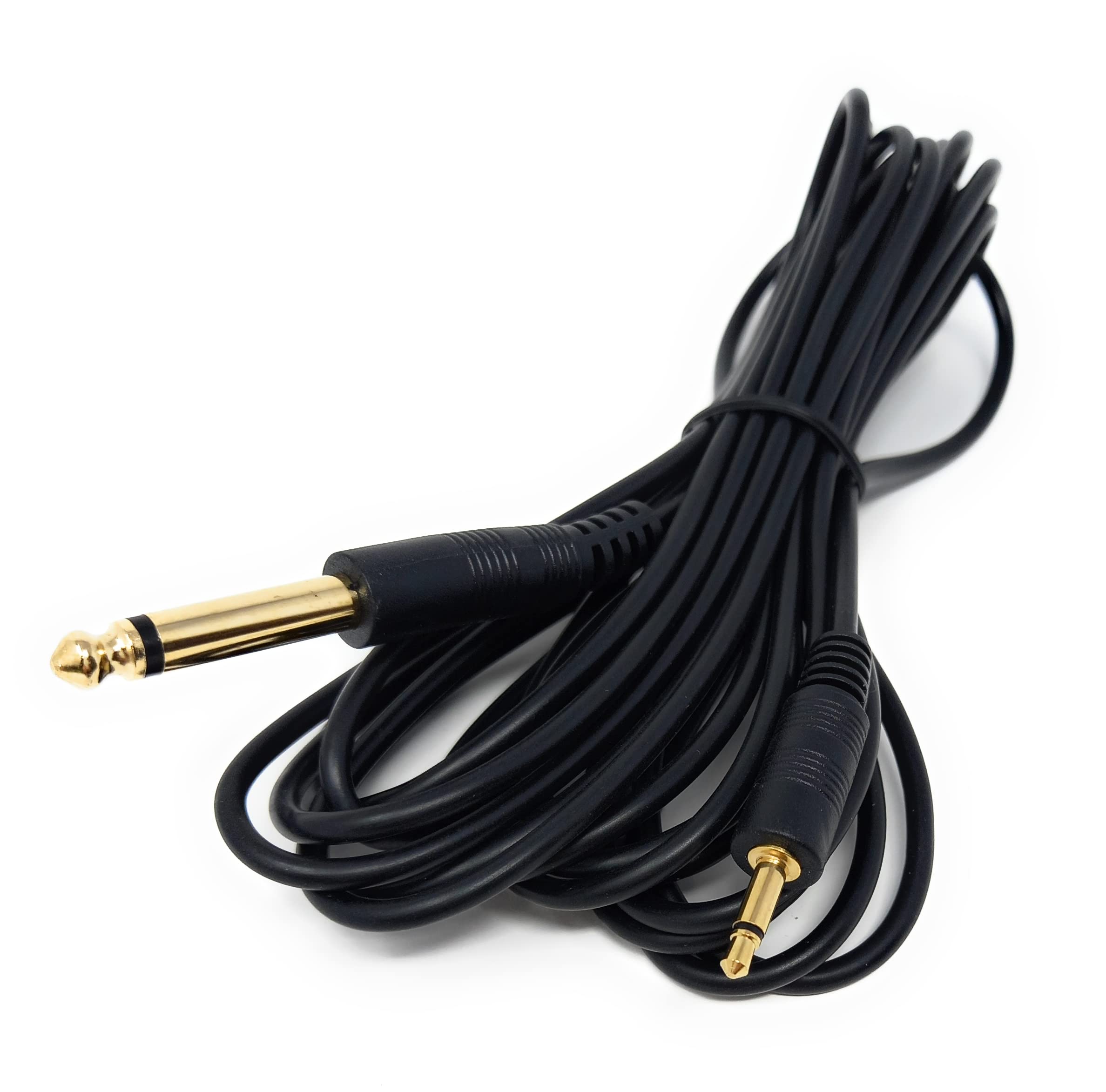 DRUT 3.5mm MONO Jack to 6.35mm MONO Jack Plug Audio TS Coax Cable Lead, Male to Male Gold Flashed Ends
