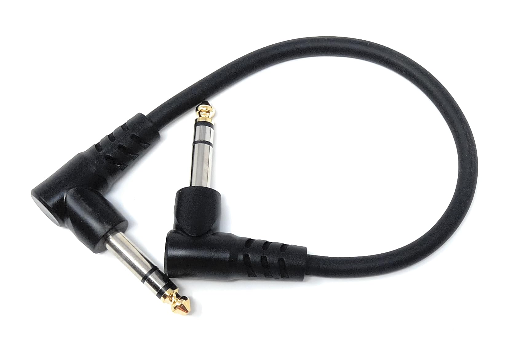 6.35mm 1/4" TRS Stereo Jack to Jack Plug, Dual Right Angle Patch Cable Lead for Headphones Amplifiers, Music Instruments, Live Events, DJ
