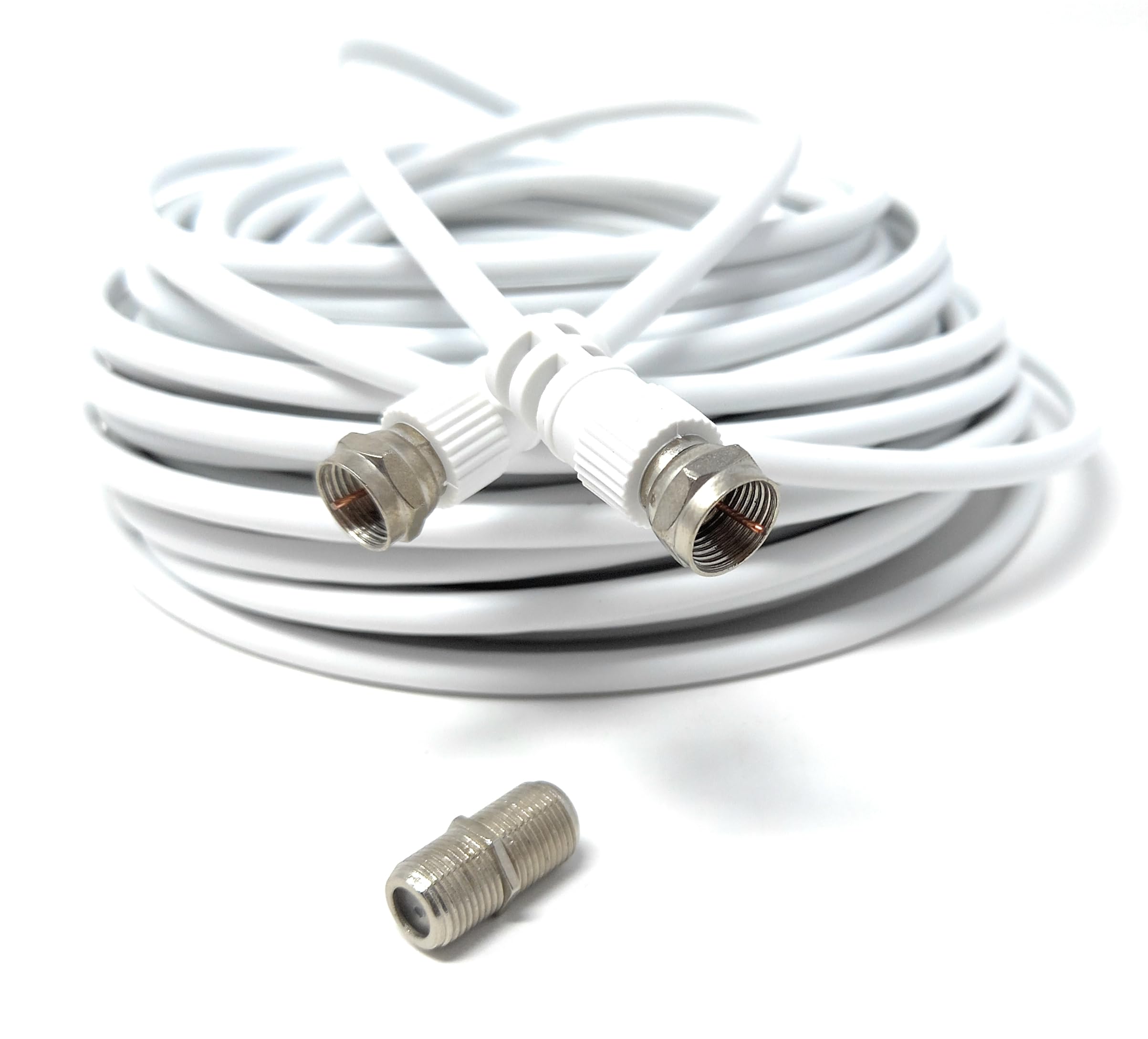 DRUT F-Type Connector TV RG6 Cable With (F-Type Female Coupler) Compatible With STB, Dish TV, Satellite, Antenna Coax Cable Lead