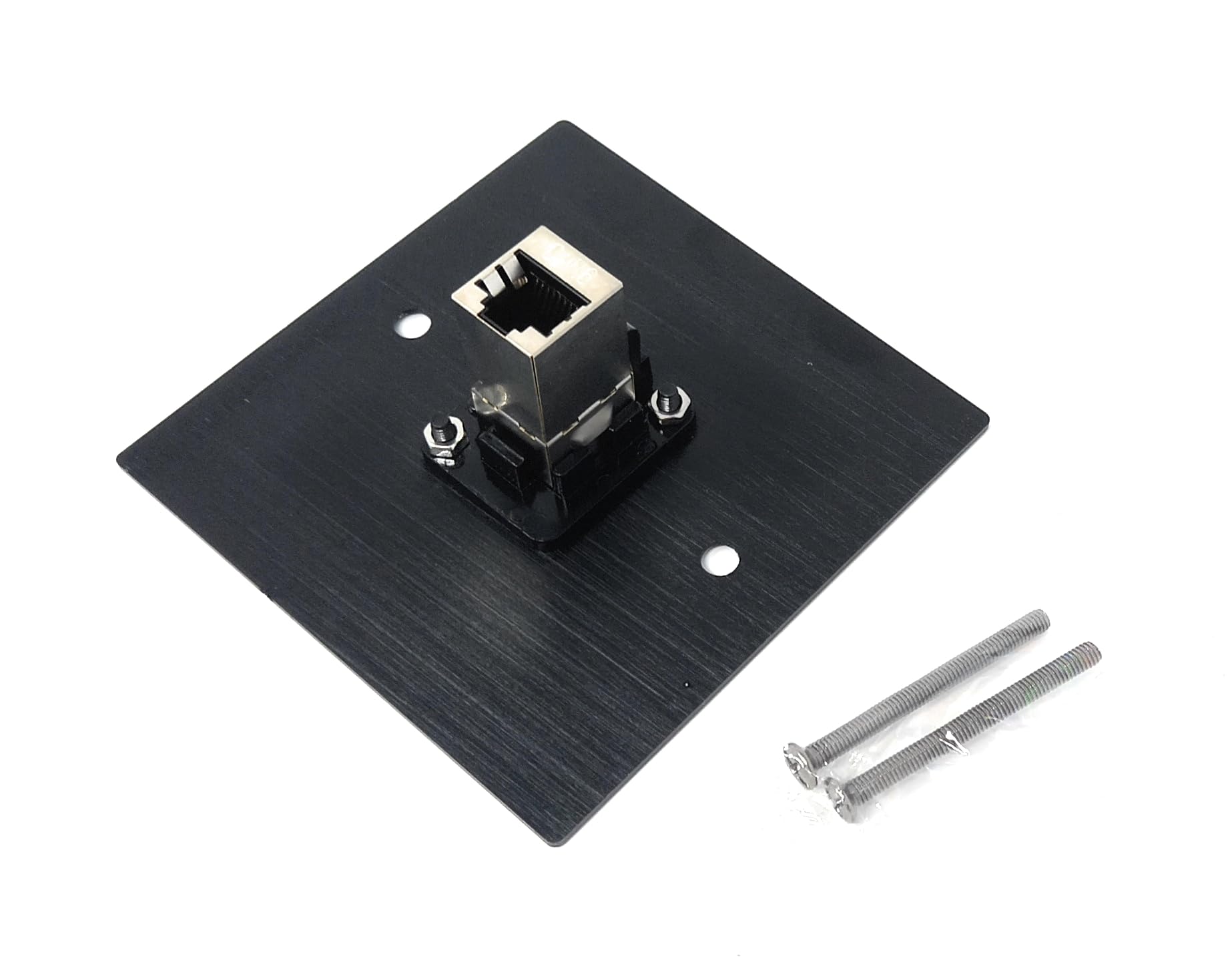 Brushed Aluminium Single Cat6 Female Socket D-Series Outlet Wall Faceplate – Durable Metal Plate for Cat6/Cat5e/Cat7/Cat8/Cat9 Ethernet Networking Cables, Screws Included