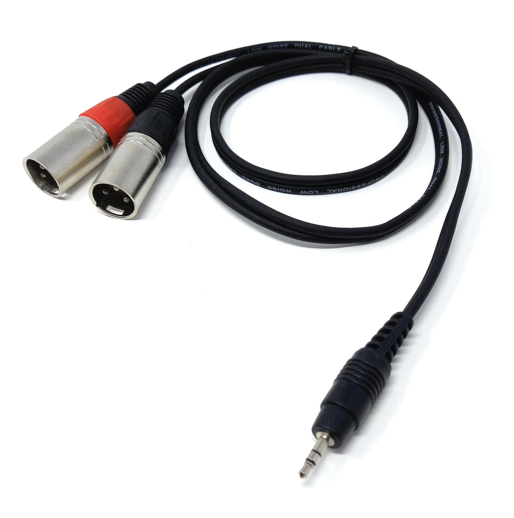 DRUT 3.5mm Stereo Jack to 2 x XLR Male Plugs For PC, Phone, MP3 to Mixer Cable Lead