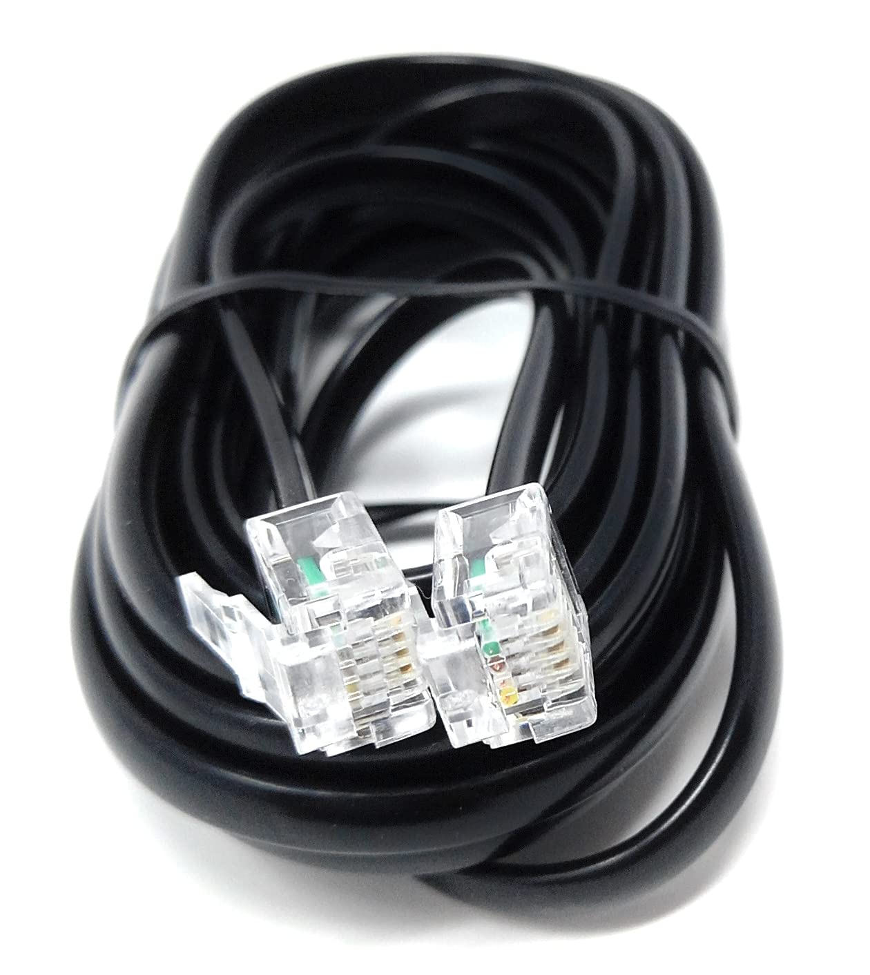 DRUT RJ11 to RJ11 Telephone Landline Cable ADSL (6P4C) Flat Lead High Speed BT Internet Broadband Male to Male Router, Modem, Phone Extension Wire
