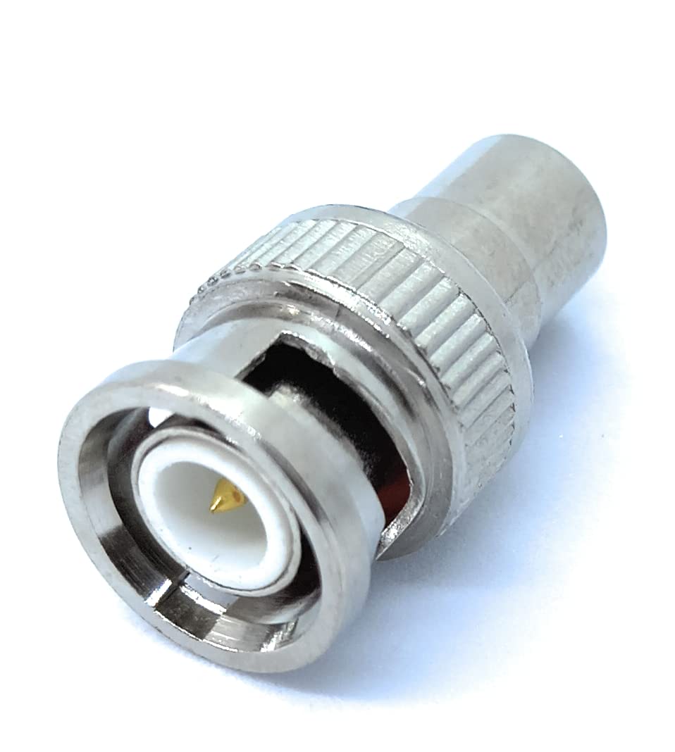 DRUT RCA Phono Socket to BNC Male Plug Adapter Converter CCTV Audio Video Converter - Seamless Audio/Video Connection for CCTV Systems