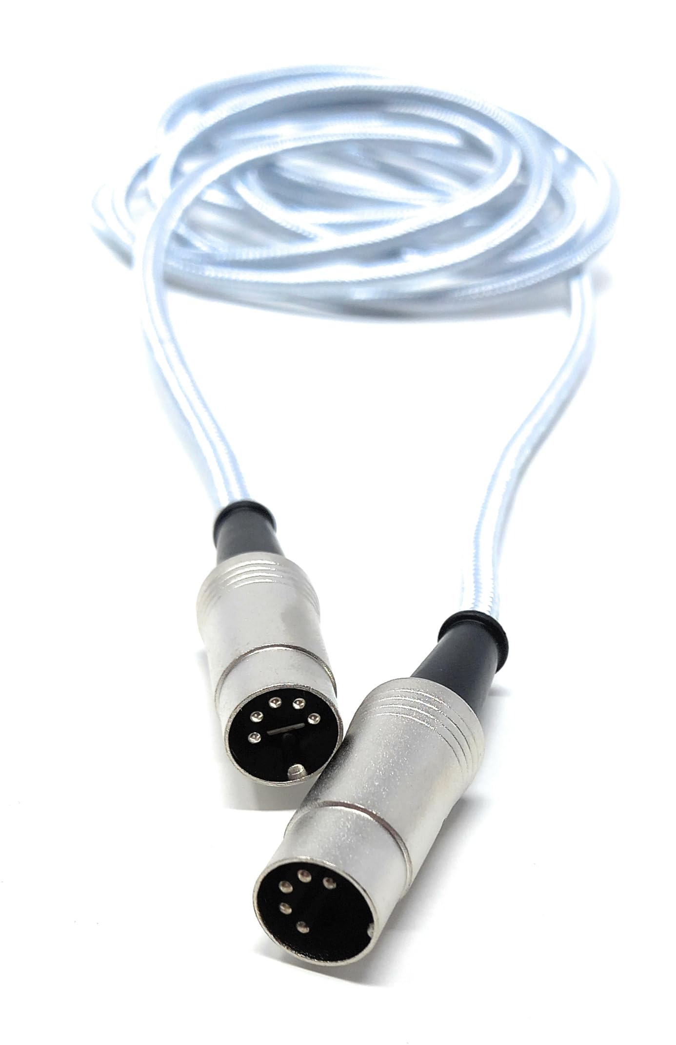 DRUT MIDI 5 Pin DIN Braided Screened Shielded Fully Wired Cable Lead for Midi Audio Equipment, White