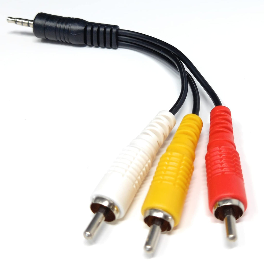 DRUT 3.5mm 4 Pole Jack Plug to 3 x RCA Phono Composite Audio Video AV AUX Lead Cable