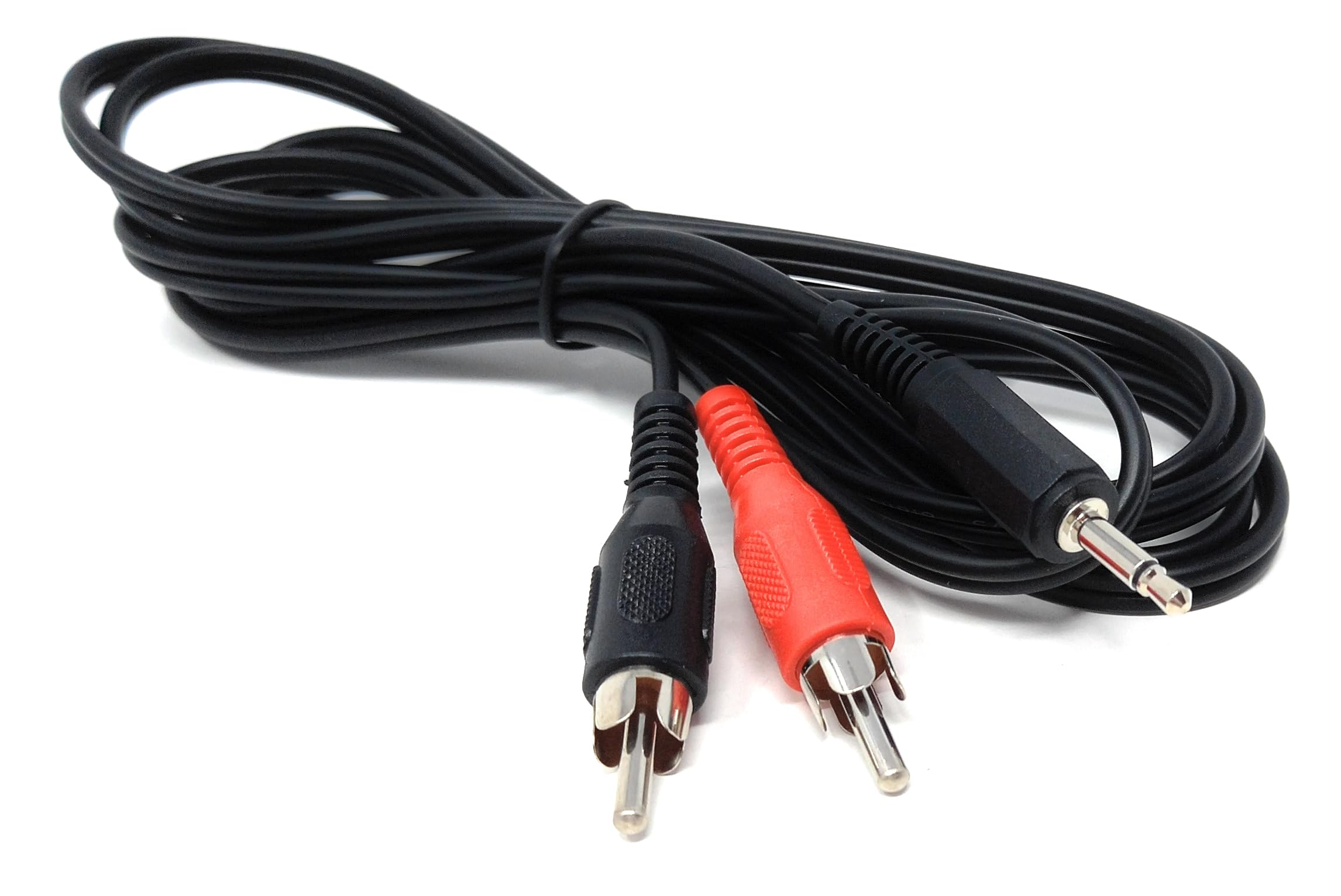 DRUT 3.5mm Mono Male Jack Plug to 2 x RCA Phono Red/Black Plugs Audio AUX Lead Cable
