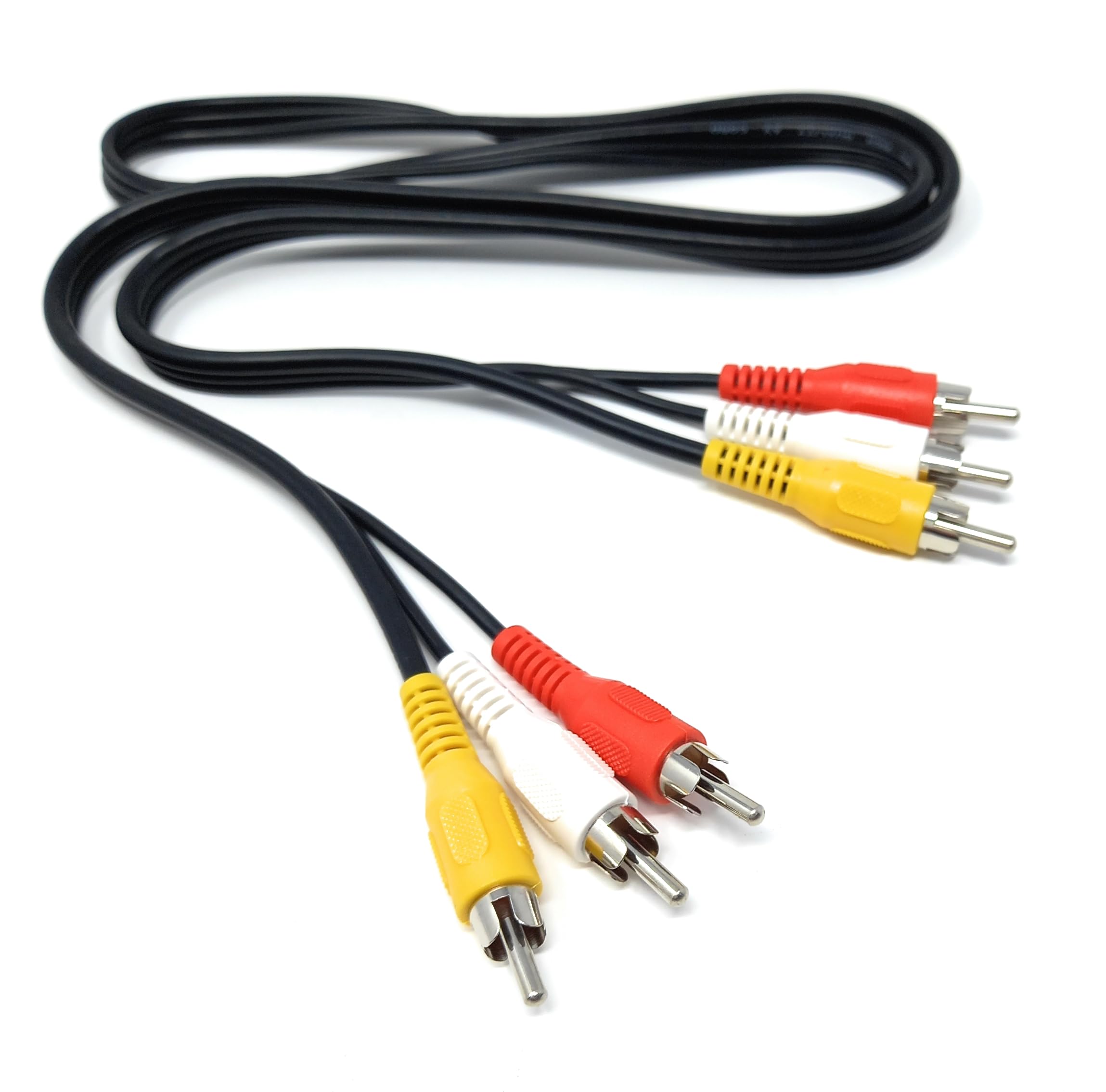 DRUT Triple 3 x RCA to RCA Phono Plugs to Plugs Composite, Audio Video Male to Male Cable Lead Nickel Contacts