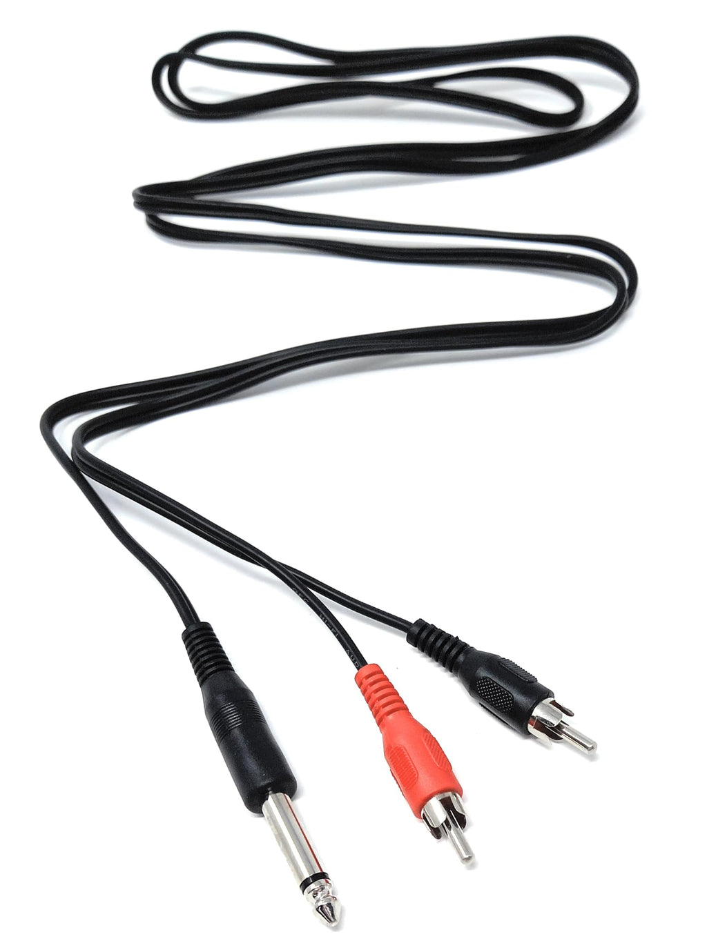 DRUT 6.35mm Mono TS Jack to 2 x RCA Phono Plug to Plug Lead, Audio Cable