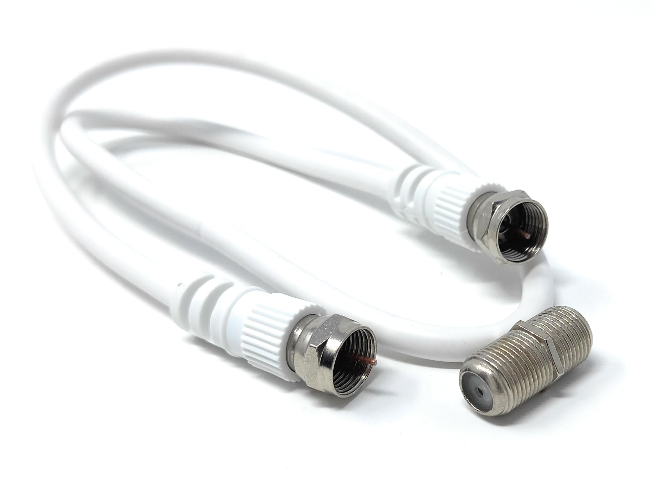 DRUT F-Type Connector TV RG6 Cable With (F-Type Female Coupler) Compatible With STB, Dish TV, Satellite, Antenna Coax Cable Lead