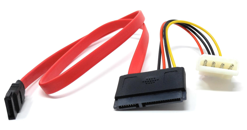 SATA to Molex Combo Cable - 7-Pin SATA Data, 15-Pin SATA Power, 4-Pin Molex Connector for Hard Drives