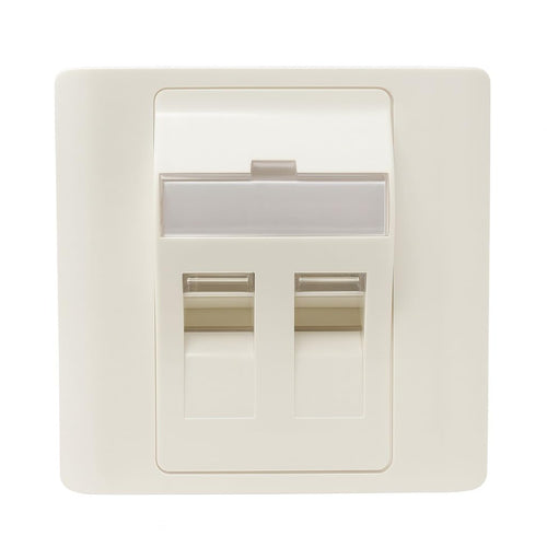1-Gang Angled Faceplate for 2 Keystone Modules – White Dual-Port Wall Plate – Empty Outlet Cover for Ethernet, Network, Audio & AV Installations