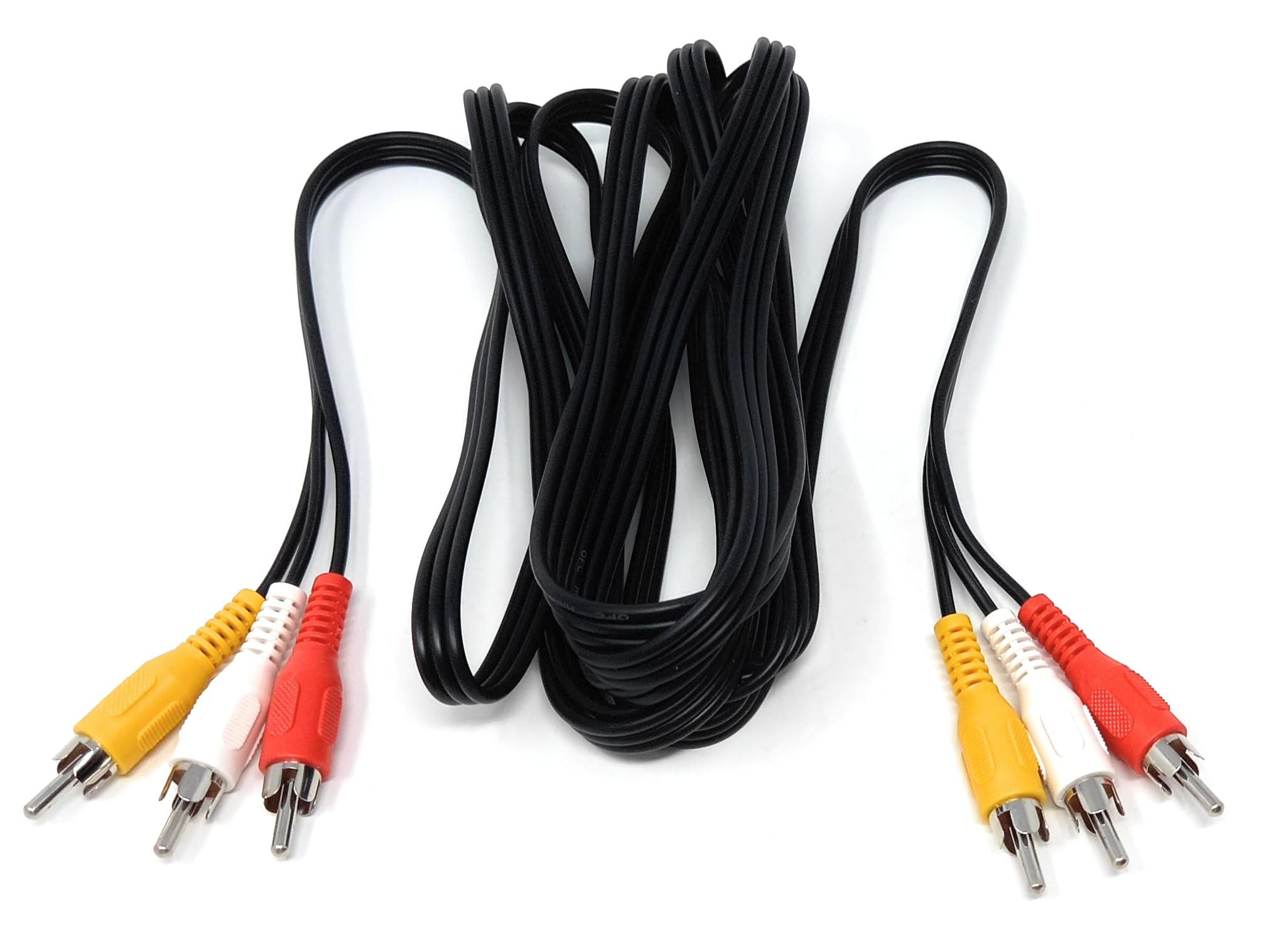 DRUT Triple 3 x RCA to RCA Phono Plugs to Plugs Composite, Audio Video Male to Male Cable Lead Nickel Contacts