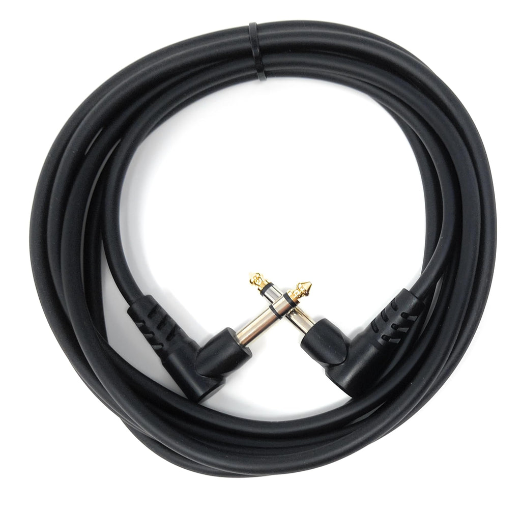 6.35mm 1/4" TRS Stereo Jack to Jack Plug, Dual Right Angle Patch Cable Lead for Headphones Amplifiers, Music Instruments, Live Events, DJ