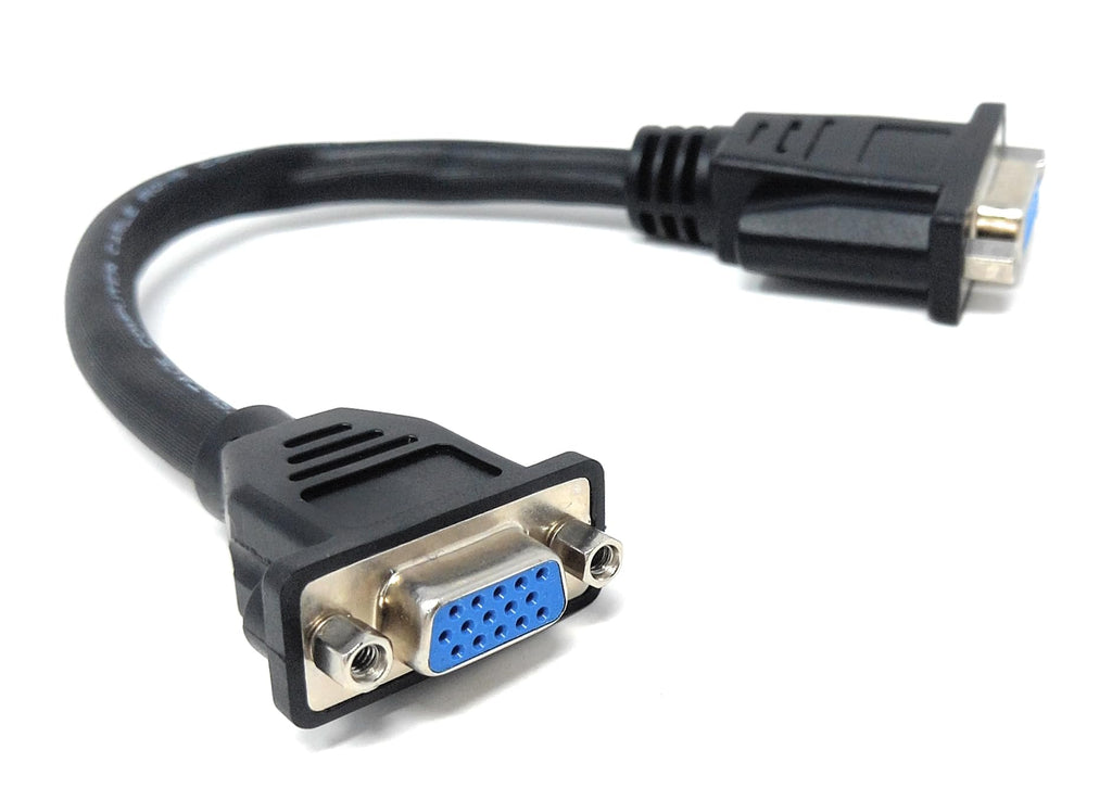 DRUT 15cm 15-Pin VGA Female to Female Panel Mount Adapter, Gender Changer Lead Cable (DB15/HD15) Extension Cable 0.5ft.