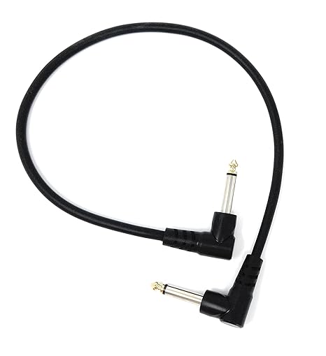 DRUT 6.35mm Right Angle TS Instrument Cable - 90 Degree 1/4 Inch Mono Guitar Patch Cable for Amps, Mixers, and Pedals (0.5m)