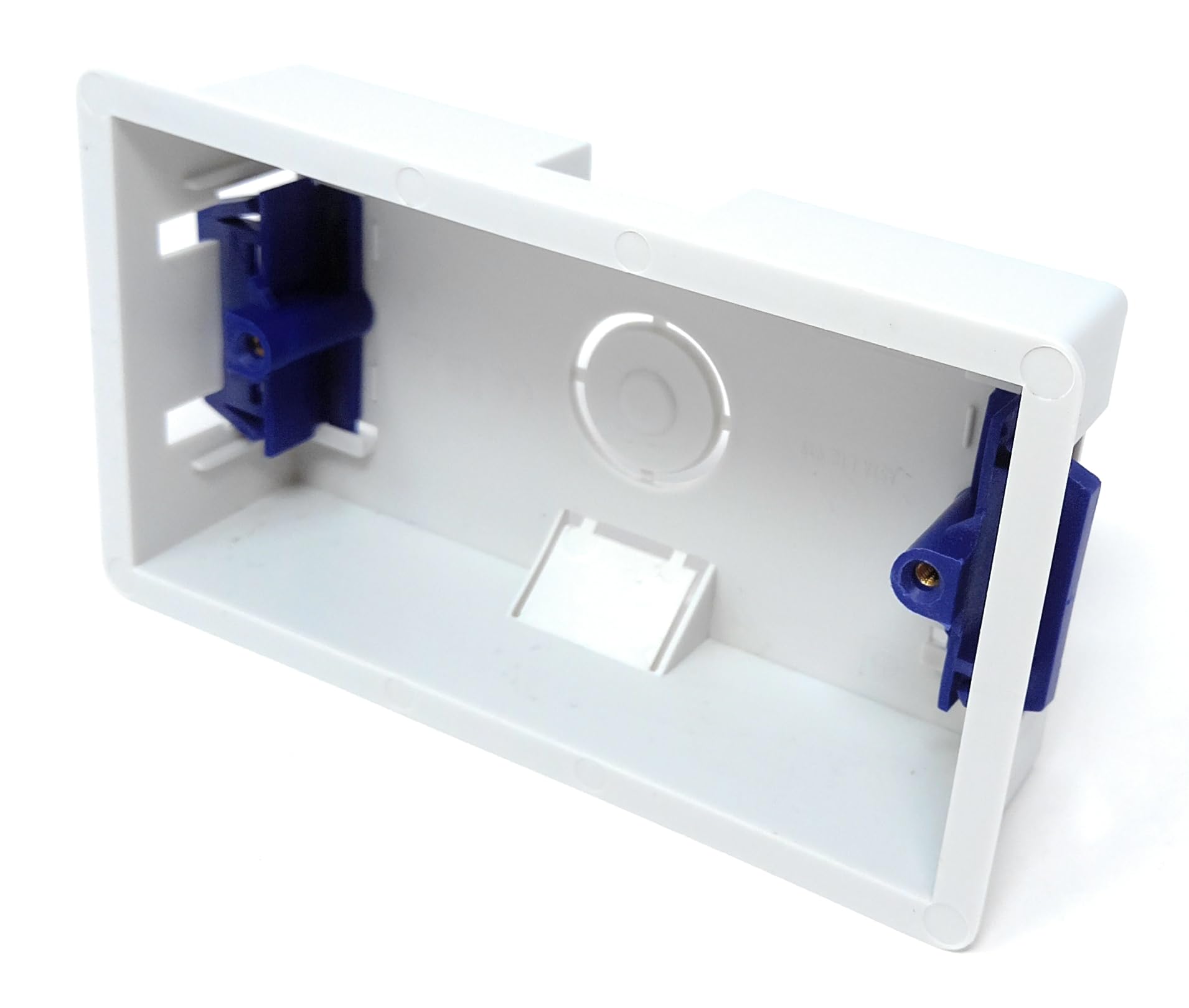 Double 2 Gang Dry Lining Back Plasterboard Box, Pattress Box with Adjustable Lugs 35mm, for Faceplate
