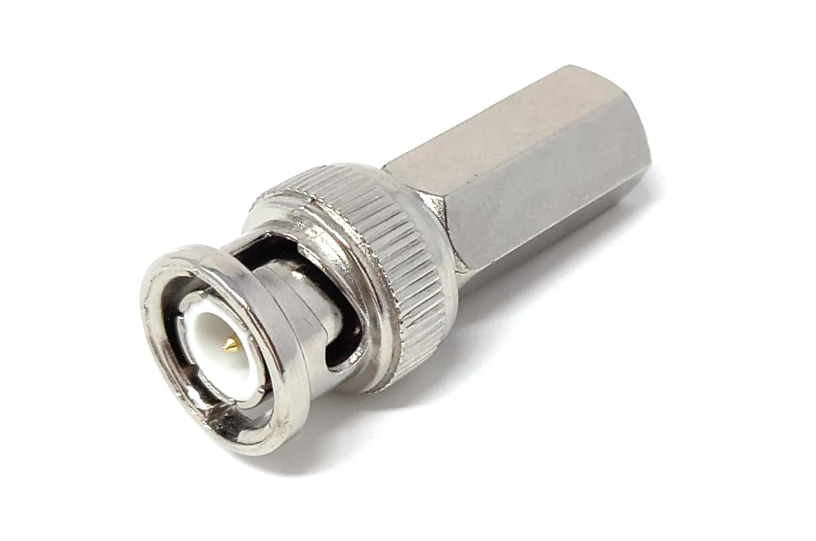 DRUT BNC Twist On Male Plug End RG59/RG6 Coaxial Install SDI Adapter for CCTV Surveillance Security Camera DVI Radio Antenna Coaxial Connector Socket
