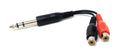 DRUT 6.35mm Stereo Jack Plug to Twin RCA Phono Socket Adapter Cable – 10cm Audio Splitter for Mixer, Amplifier, Guitar, and Home Stereo Systems