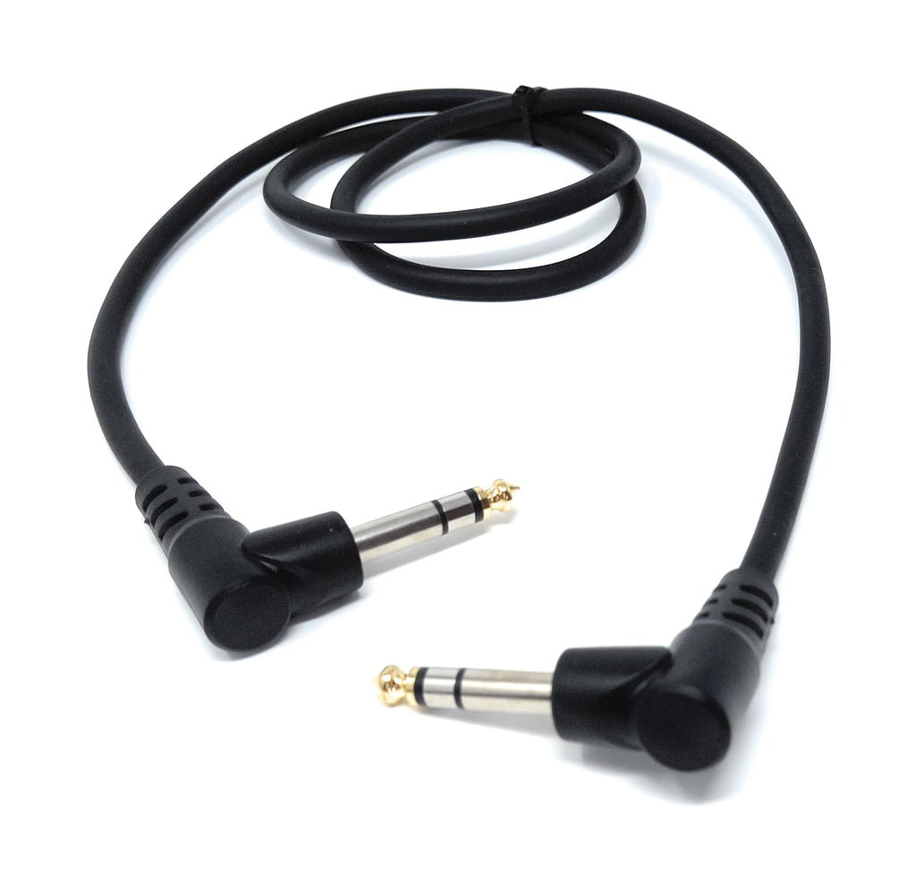 6.35mm 1/4" TRS Stereo Jack to Jack Plug, Dual Right Angle Patch Cable Lead for Headphones Amplifiers, Music Instruments, Live Events, DJ
