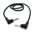 6.35mm 1/4" TRS Stereo Jack to Jack Plug, Dual Right Angle Patch Cable Lead for Headphones Amplifiers, Music Instruments, Live Events, DJ