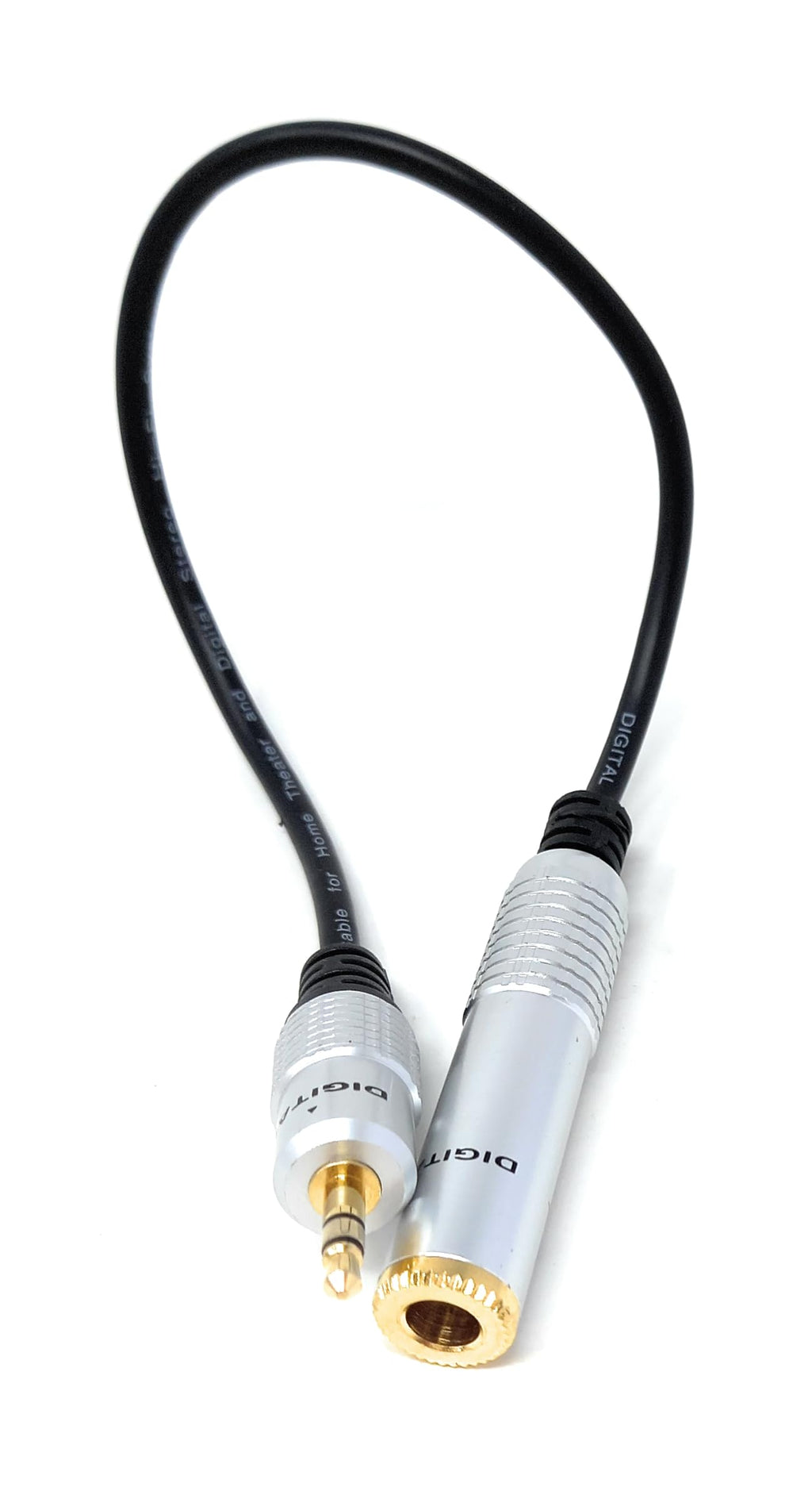 DRUT 6.35mm Female to 3.5mm Male Stereo Audio Adapter Cable – 1ft (30cm) Jack to Mini Jack Converter for Headphones, Amps, Guitars, and Audio Devices