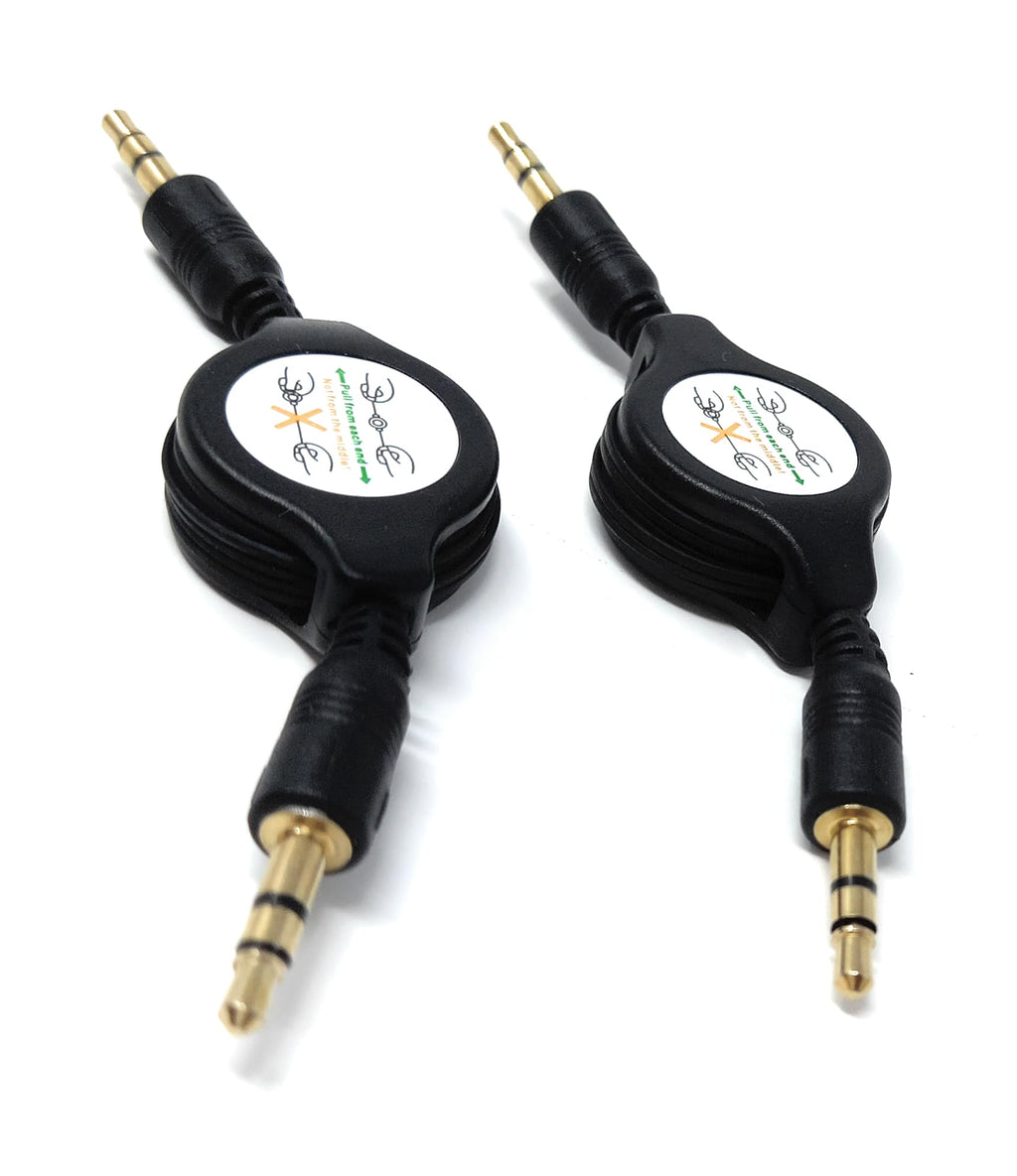 DRUT 3.5mm Retractable Male to Male Jack Stereo AUX Lead Audio Cable 0.8m Long