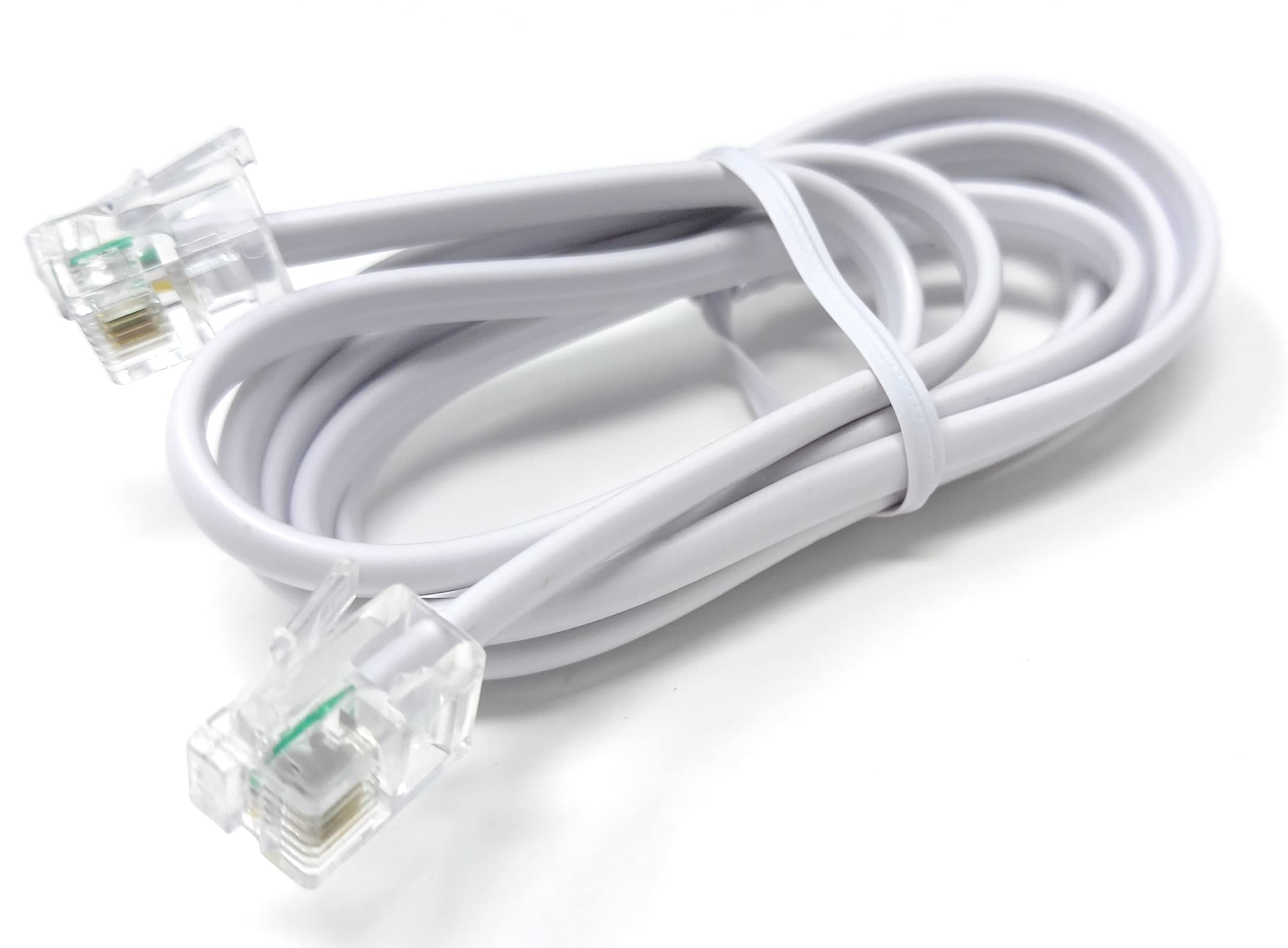 DRUT RJ11 to RJ11 Telephone Landline Cable ADSL (6P4C) Flat Lead High Speed BT Internet Broadband Male to Male Router, Modem, Phone Extension Wire