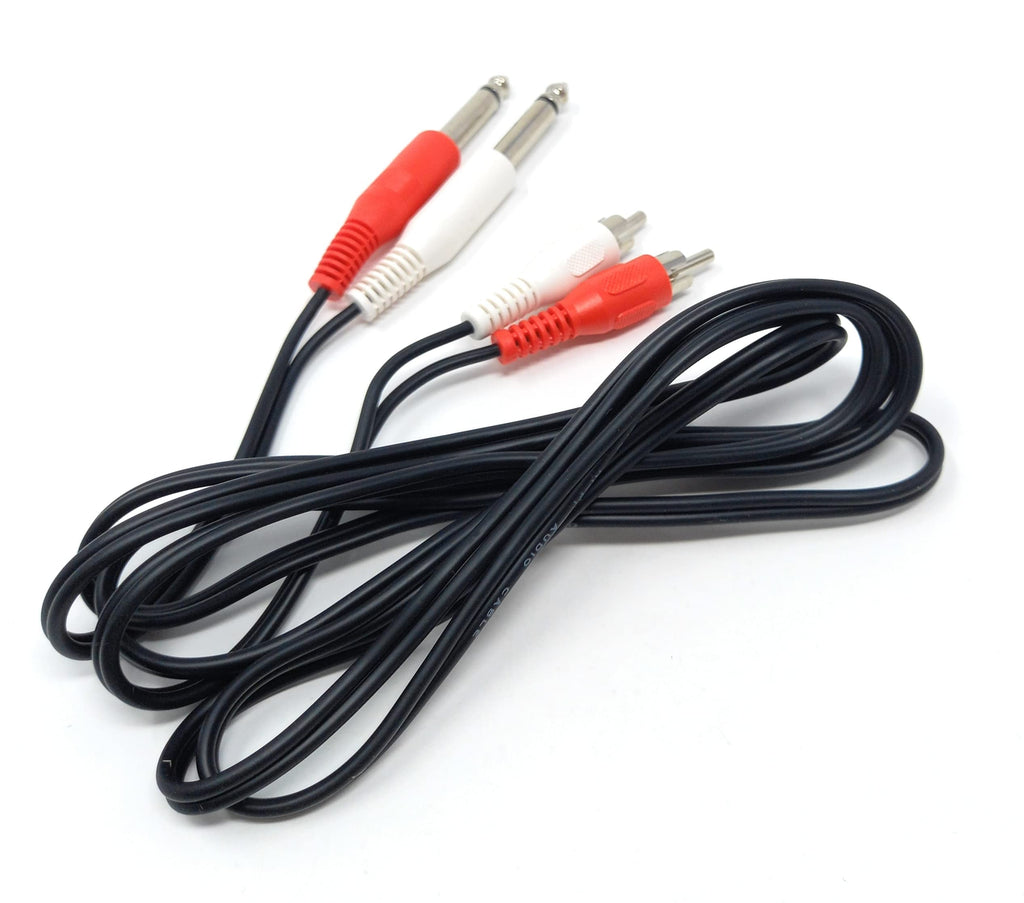 DRUT Twin 6.35mm MONO Jack Plugs to 2 x RCA Phono Plugs OFC Audio Cable Male to Male Lead