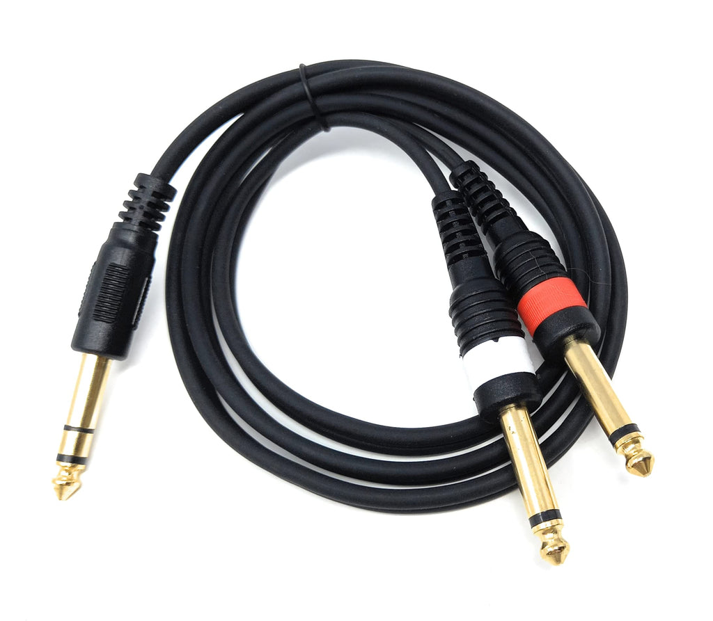 DRUT 6.35mm Stereo Jack to Twin 6.35mm Mono Jacks Male to Male TRS Cable