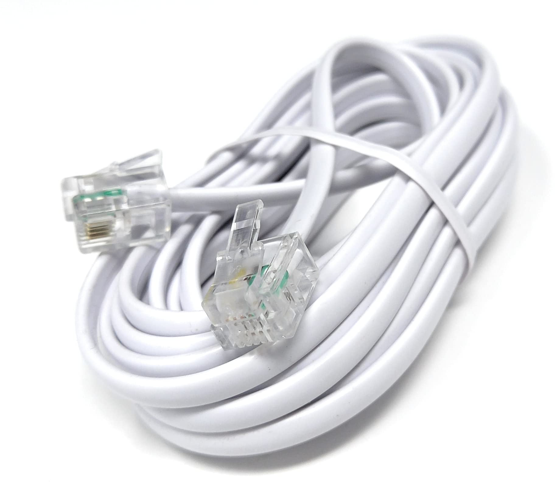 DRUT RJ11 to RJ11 Telephone Landline Cable ADSL (6P4C) Flat Lead High Speed BT Internet Broadband Male to Male Router, Modem, Phone Extension Wire