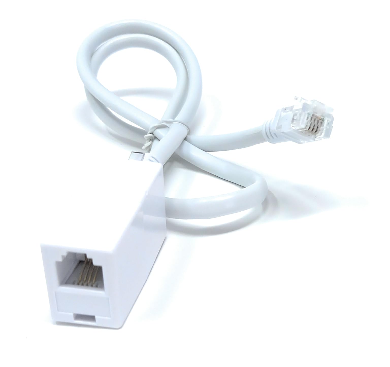 DRUT RJ11 to RJ11 ADSL 2+ Male to Male Cable with Female Coupler, BT Telephone, Broadband, Modem Extension Lead, Gold Plated Connectors