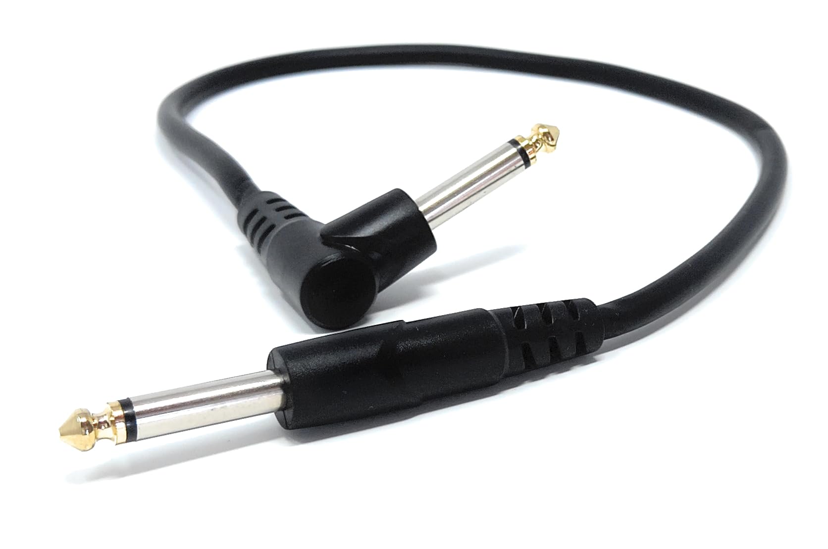DRUT 6.35mm 1/4 Mono Male to Right Angle Male Jack Audio Cable Lead for Guitar, AMP, Synths, Amplifier, Speaker, Electric Piano, Midi Keyboard, DJ