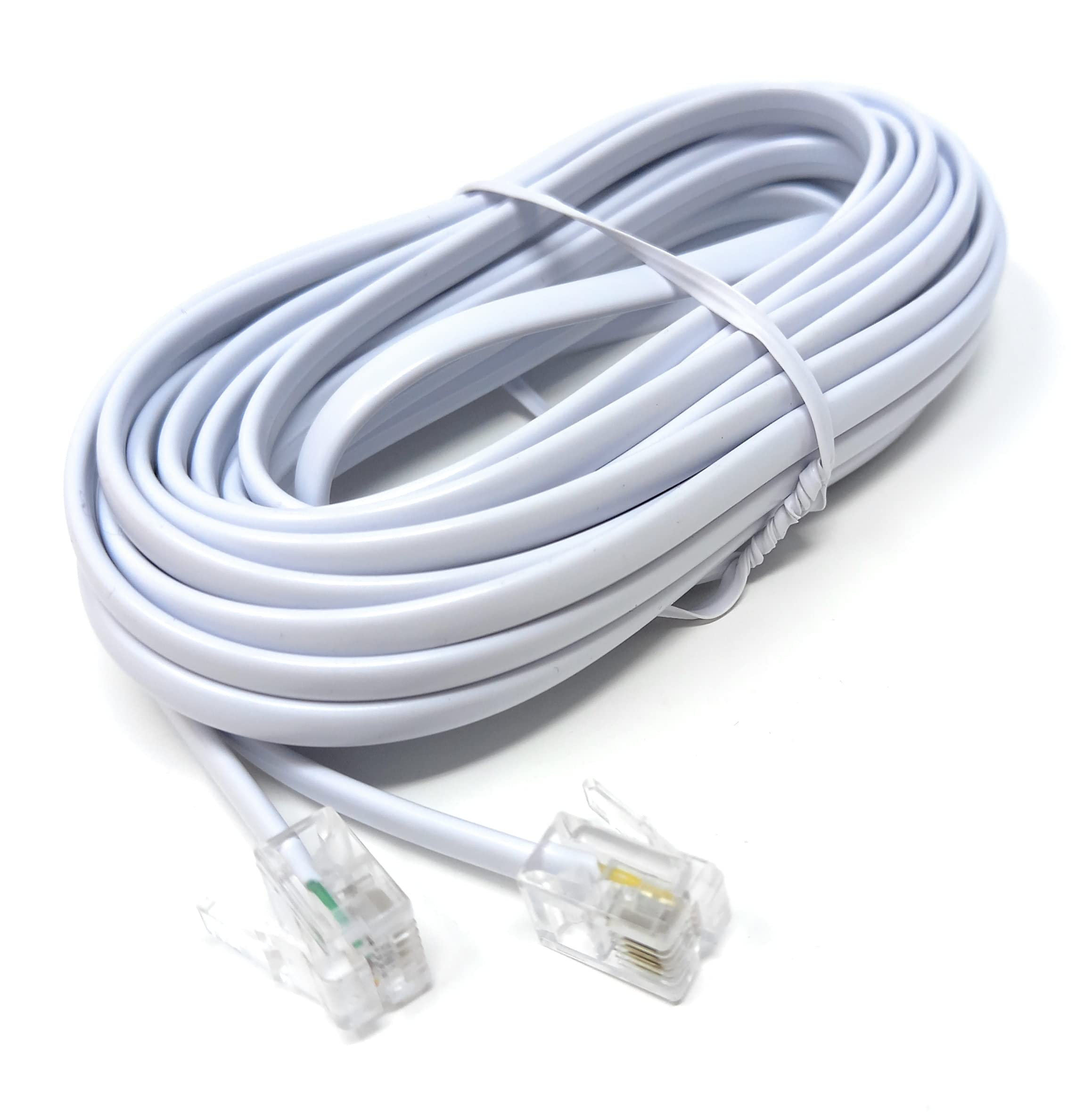 DRUT RJ11 to RJ11 Telephone Landline Cable ADSL (6P4C) Flat Lead High Speed BT Internet Broadband Male to Male Router, Modem, Phone Extension Wire