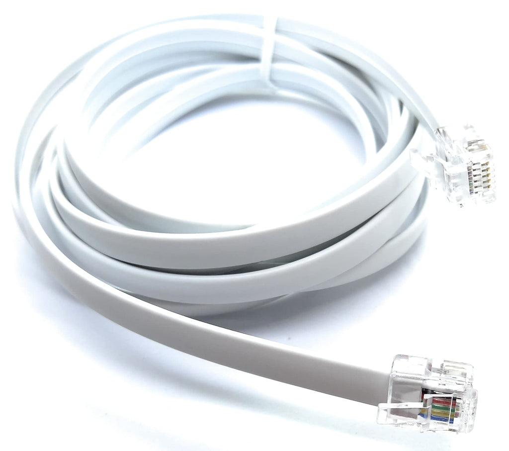 DRUT FLAT RJ12 to RJ12 6P6C Cable Lead Plug to Plug (RJ11 with 6 pin Wire)