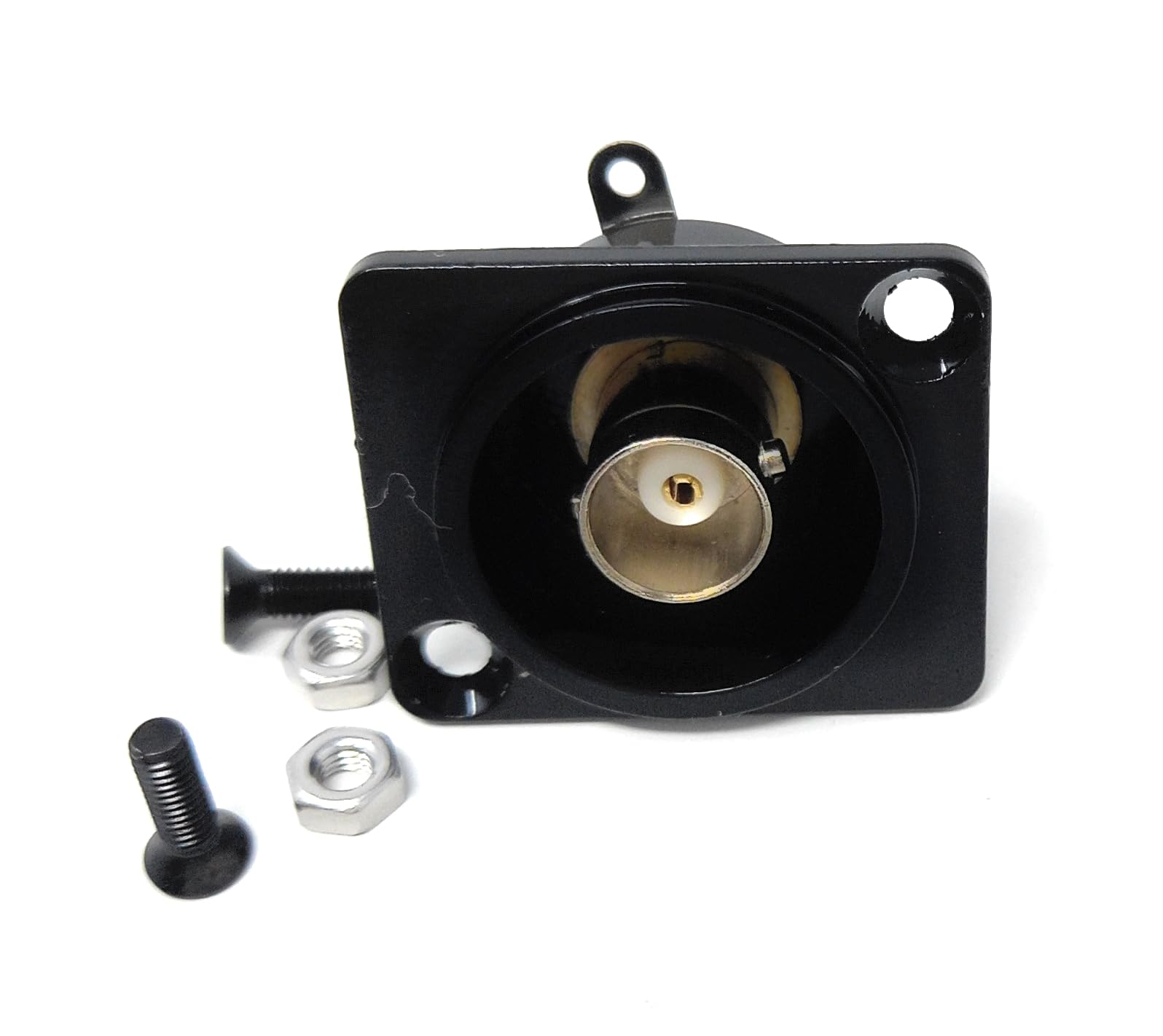 DRUT D-Series Type BNC Plug Connector – Chassis Panel Mount Adapter with Solder Terminal for SDI Video and Coaxial Connections