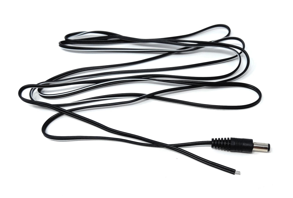 2.1mm x 5.5mm Male DC Plug to Bare Ended Power Cable Compatible With CCTV, LED Lights, Music Instruments, Solar Panels