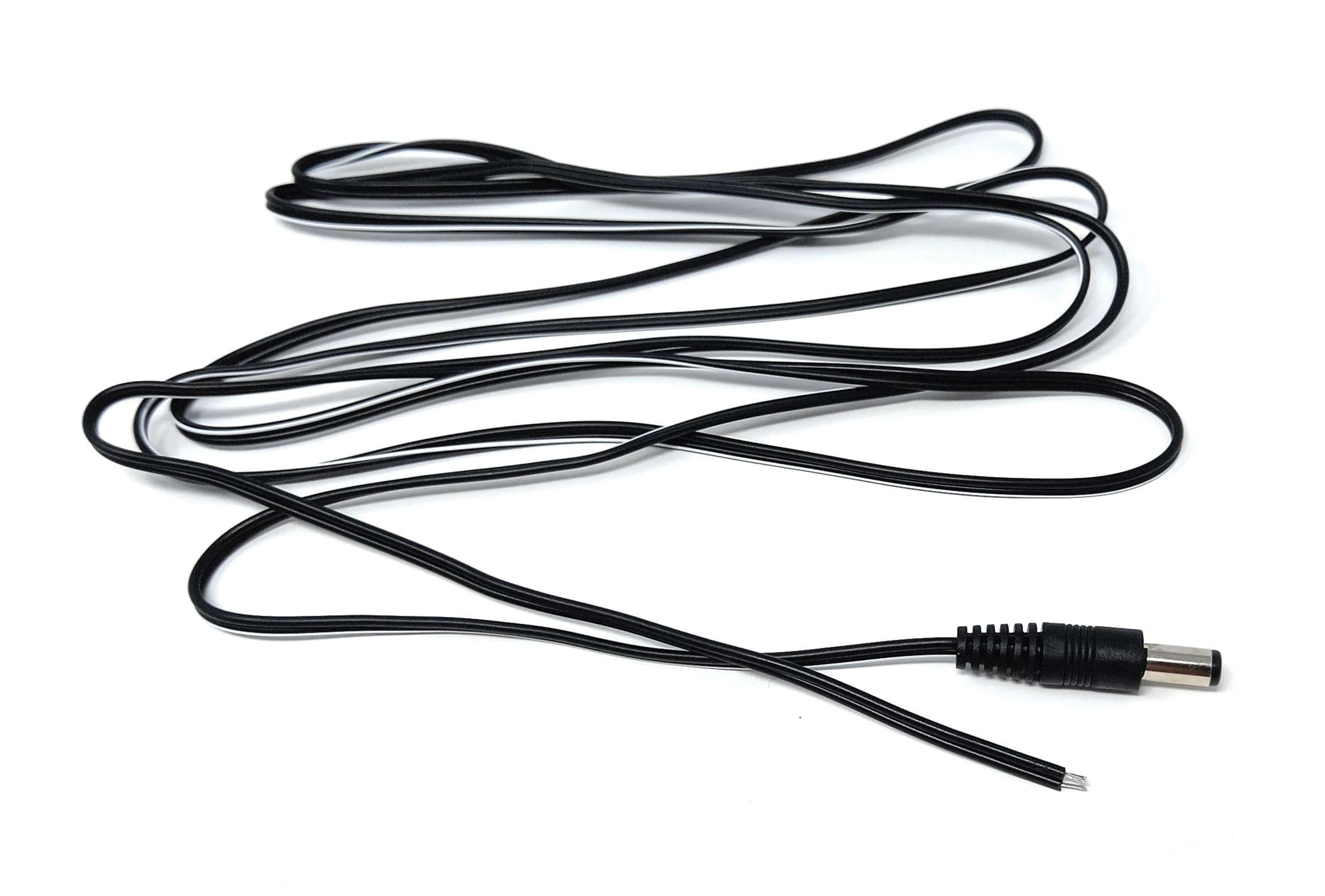 2.1mm x 5.5mm Male DC Plug to Bare Ended Power Cable Compatible With CCTV, LED Lights, Music Instruments, Solar Panels