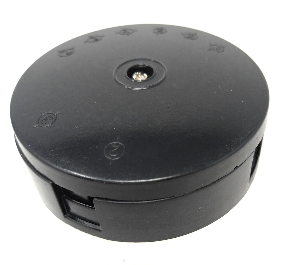4-Terminal Round Junction Box, 5A Rated Electrical Connector Housing, 75x25mm Black Wiring Enclosure for Lighting, Power Distribution & Cable Connections, Durable Indoor/Outdoor Electrical Box