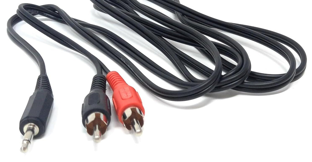 DRUT 3.5mm Mono Male Jack Plug to 2 x RCA Phono Red/Black Plugs Audio AUX Lead Cable