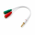 DRUT Headphone with Mic TRRS Converter, 2 x 3.5mm Female Sockets to 3.5mm 4 Pole Male Adapter, Audio and Microphone Splitter for PC, Laptop, Headset and Gaming