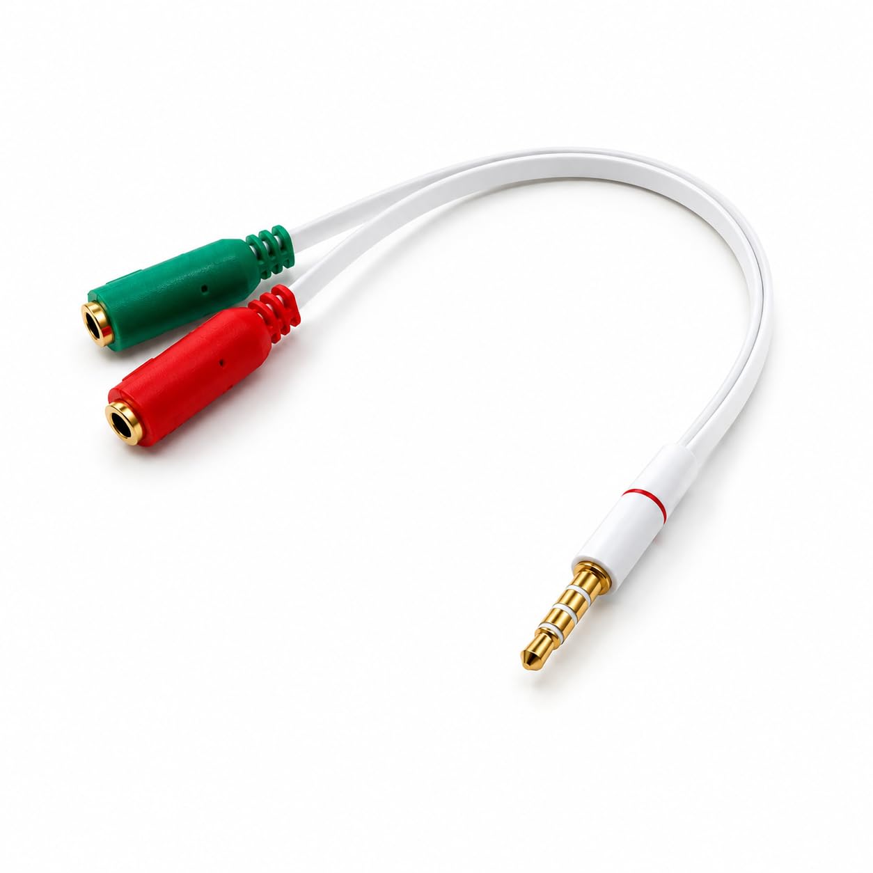 DRUT Headphone with Mic TRRS Converter, 2 x 3.5mm Female Sockets to 3.5mm 4 Pole Male Adapter, Audio and Microphone Splitter for PC, Laptop, Headset and Gaming
