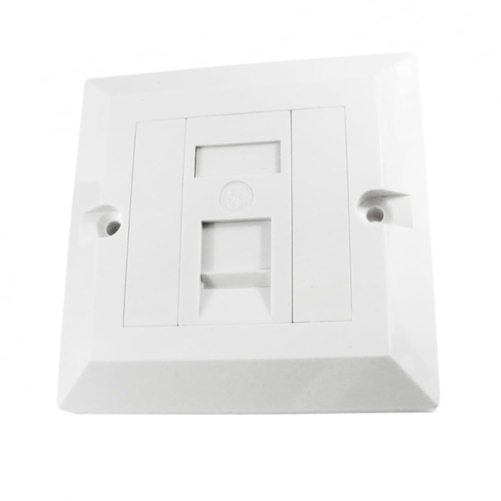 RJ45 Socket Ethernet Cat5e Wall Plate Socket Faceplate Compatible with CAT6/CAT5E/CAT7/CAT8 Network Cable, Keystone Jack Modular, UK Spec.