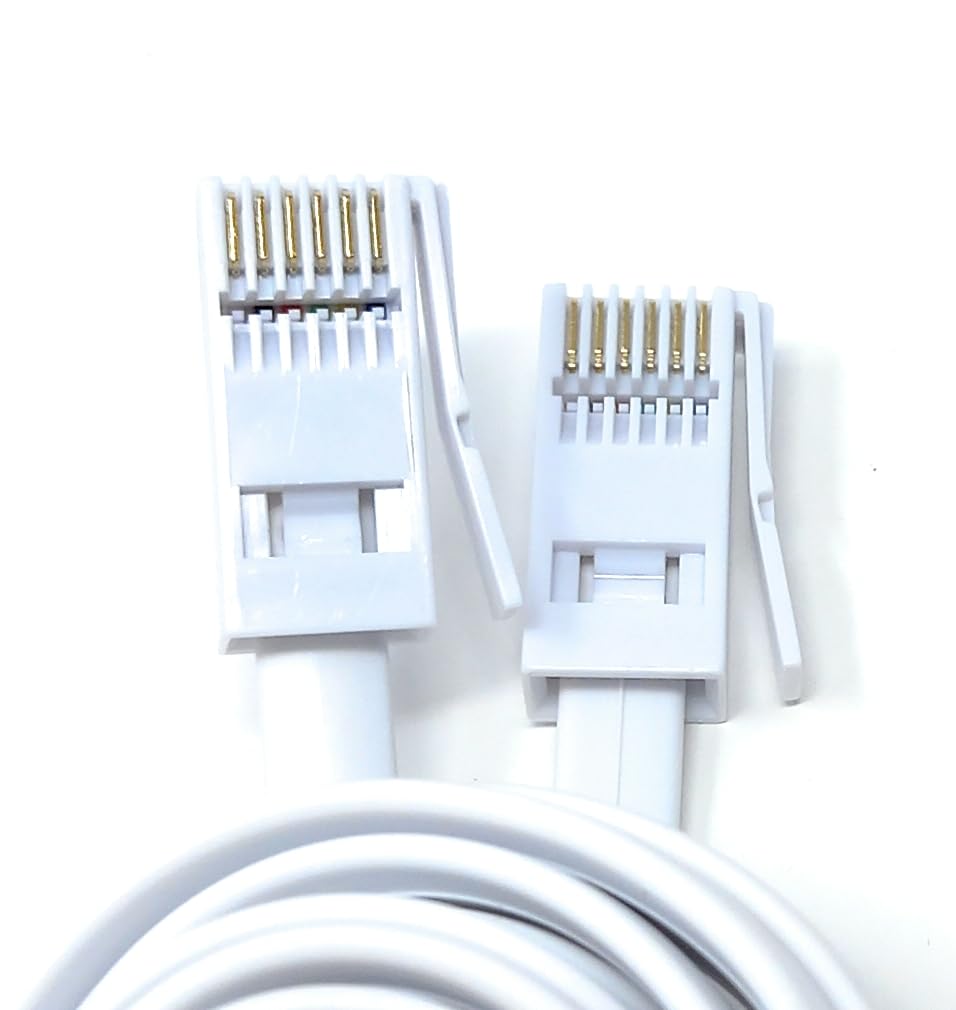 DRUT BT to BT 6 Wire (631A) Male to Male Plug Telephone Flat Cable Lead