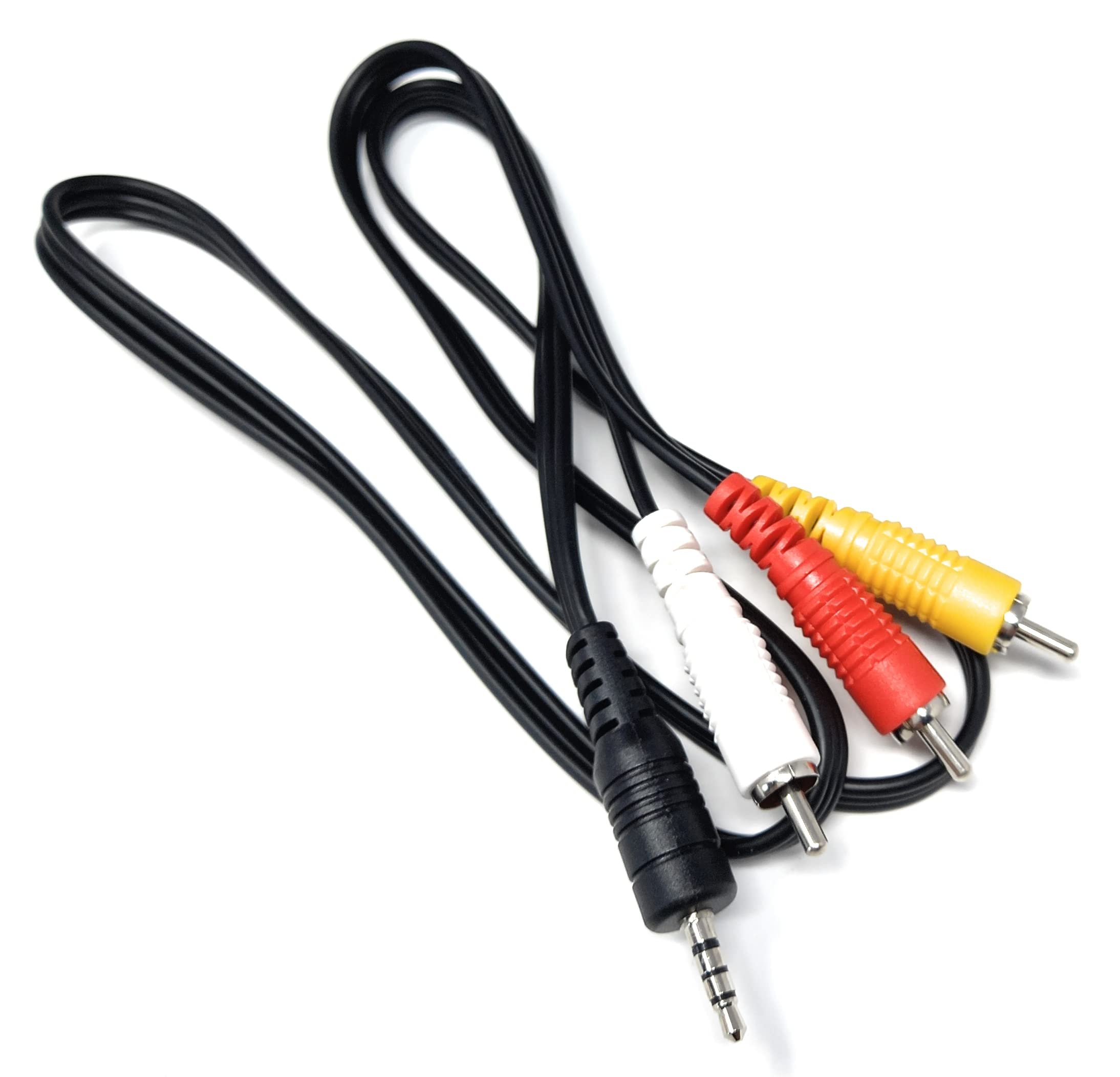 DRUT 3.5mm 4 Pole Jack Plug to 3 x RCA Phono Composite Audio Video AV AUX Lead Cable