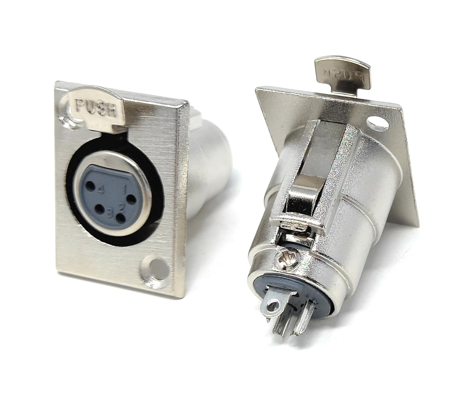 DRUT 4-Pin XLR Male Panel Mount Socket - D-Series Chassis Audio Connector for Microphones, Speakers, and Musical Instruments